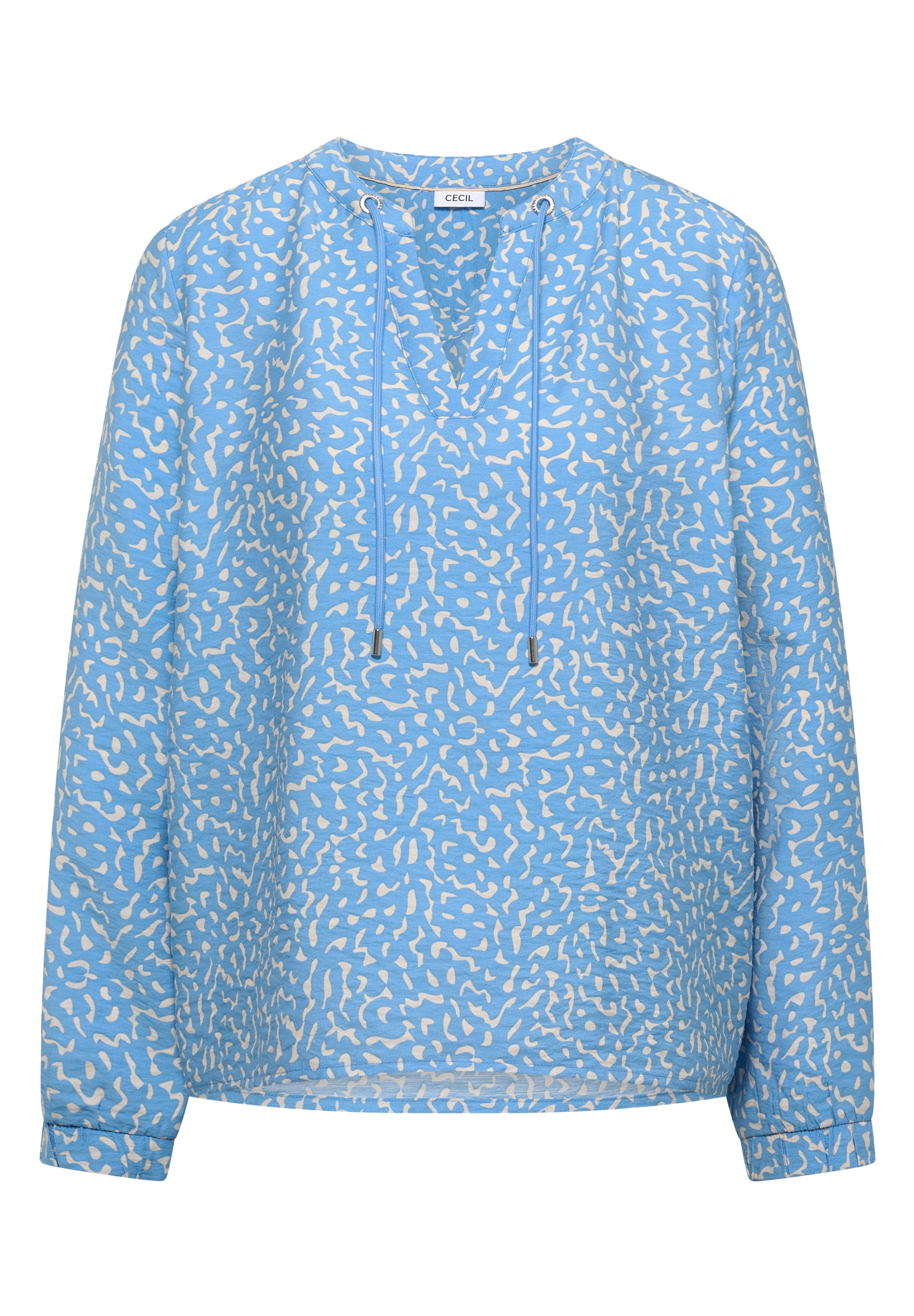 Cecil Langarmbluse mit Minimalprint und Splitneck