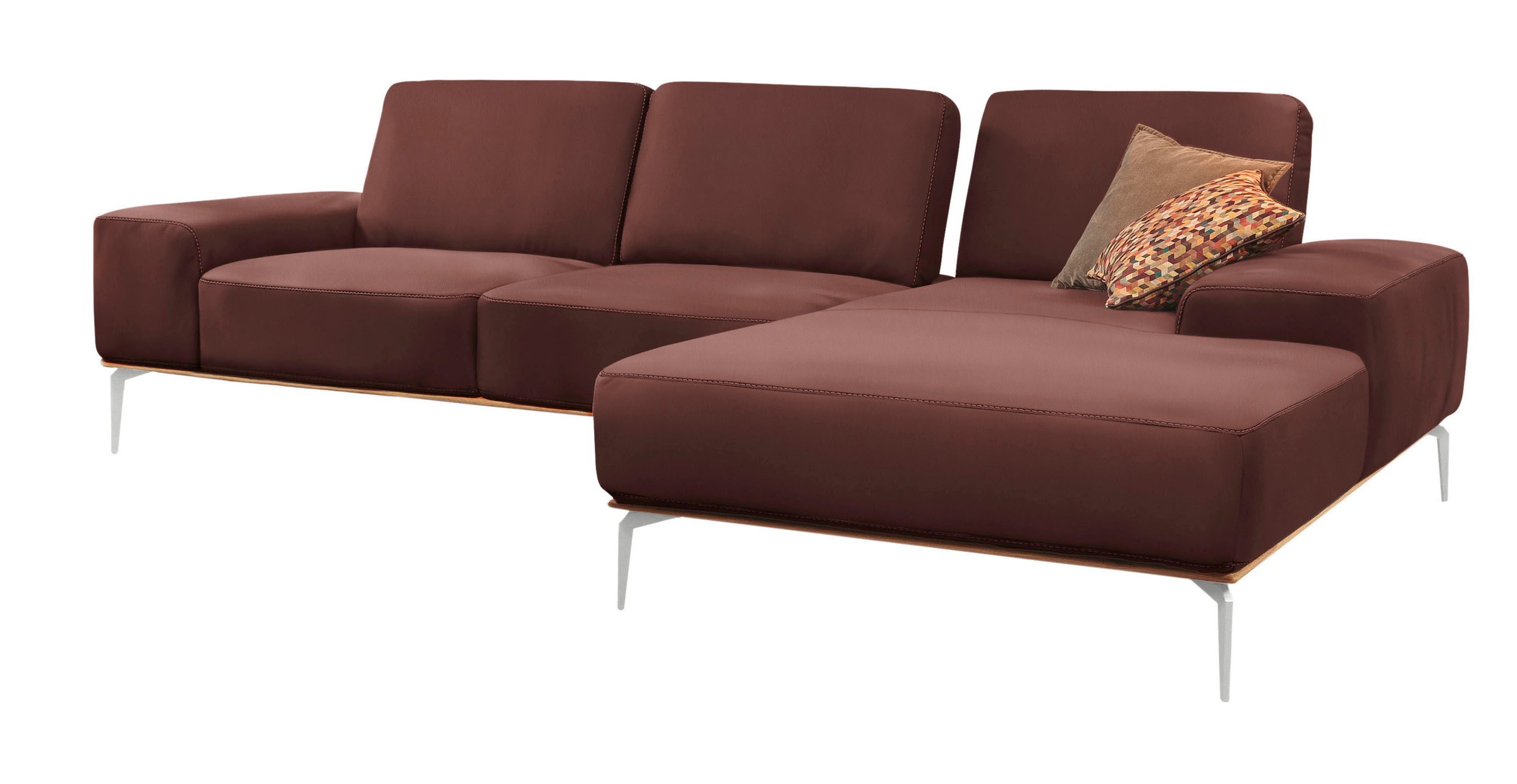 W.SCHILLIG Ecksofa »run, Designsofa mit tollem Sitzkomfort, bequem, L-Form«, mit elegantem Holzsockel, Füße in Chrom glänzend, Breite 319 cm
