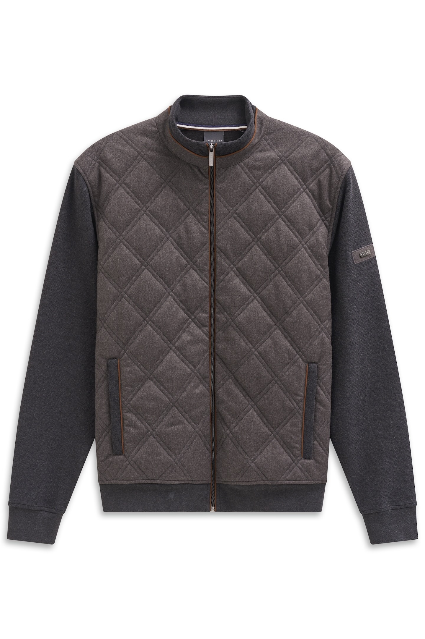 bugatti Sweatjacke »Regular Fit«, mit Rautensteppung und Stehkragen