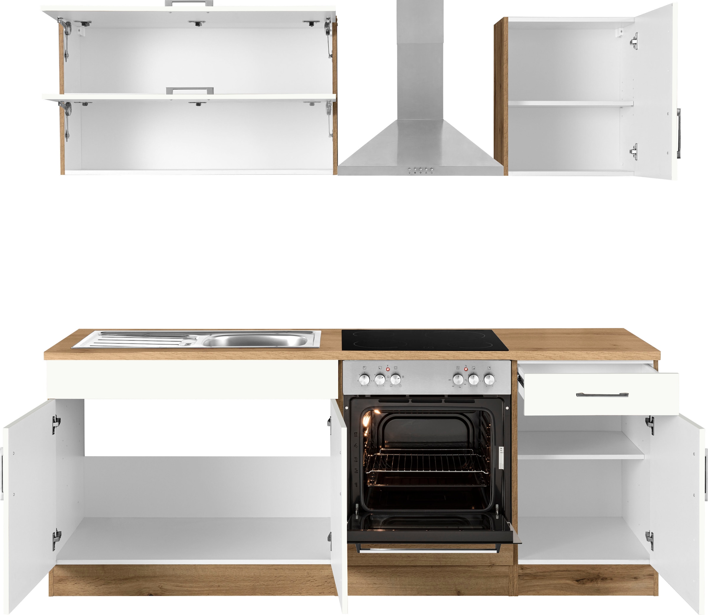 KOCHSTATION Küchenzeile »KS-Colmar«, mit E-Geräten, Breite 210 cm