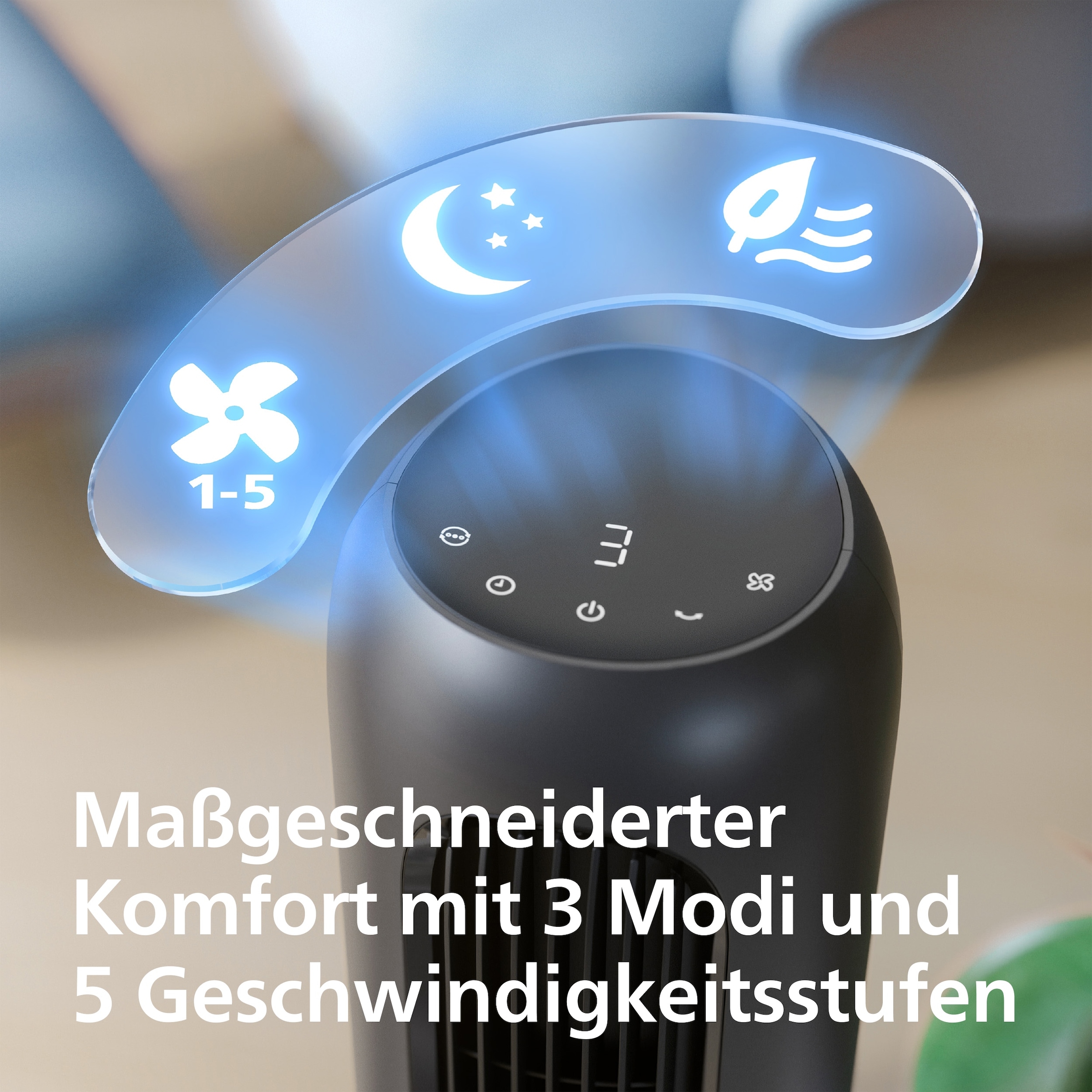 Philips Turmventilator »CX5550 Serie 5000 mit 5 Geschwindigkeiten u. Aromatherapie-Zusatz« Oszillierend, leise, mit Timer u. Fernbedienung