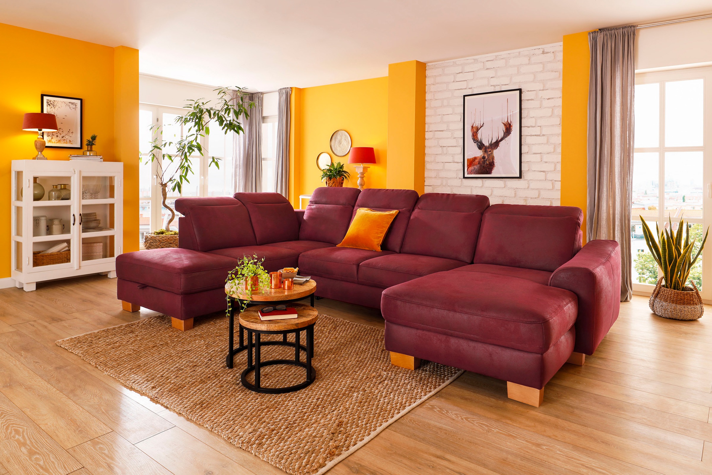 Home affaire Wohnlandschaft »Dundee U-Form« wahlweise mit Kopfteilverstellu günstig online kaufen