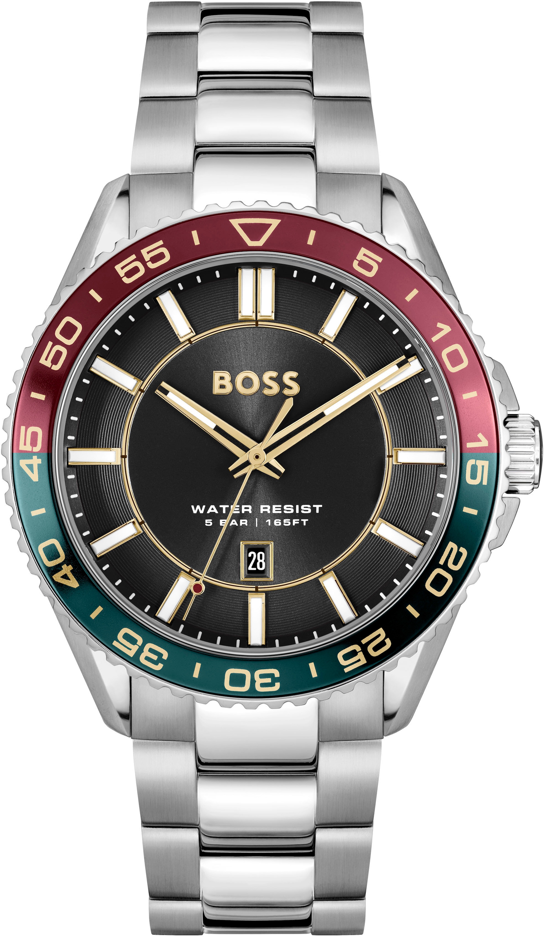 BOSS Quarzuhr »RUNNER 3H«, Armbanduhr, Herrenuhr, Edelstahlarmband, analog, Tag