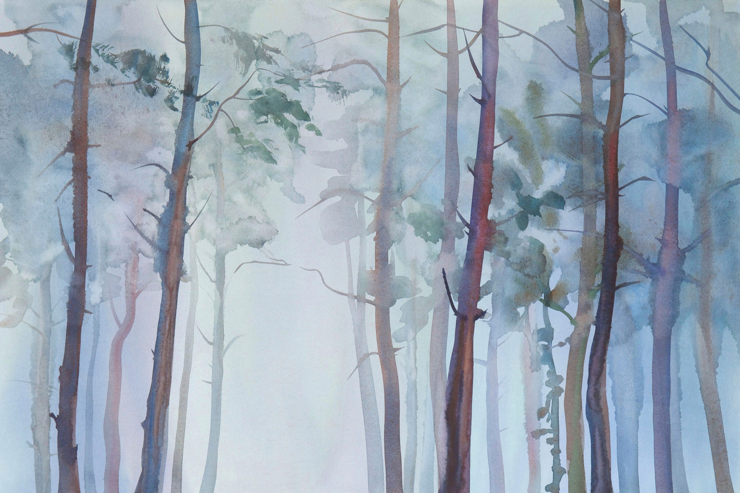 A.S. Création Leinwandbild »Aquarelle Forest«, Kunst-Wald-Kinder, (1 St.), Aquarell Bild Keilrahmen Wald Leinwand-Bild Wohnzimmer modern Wandbild