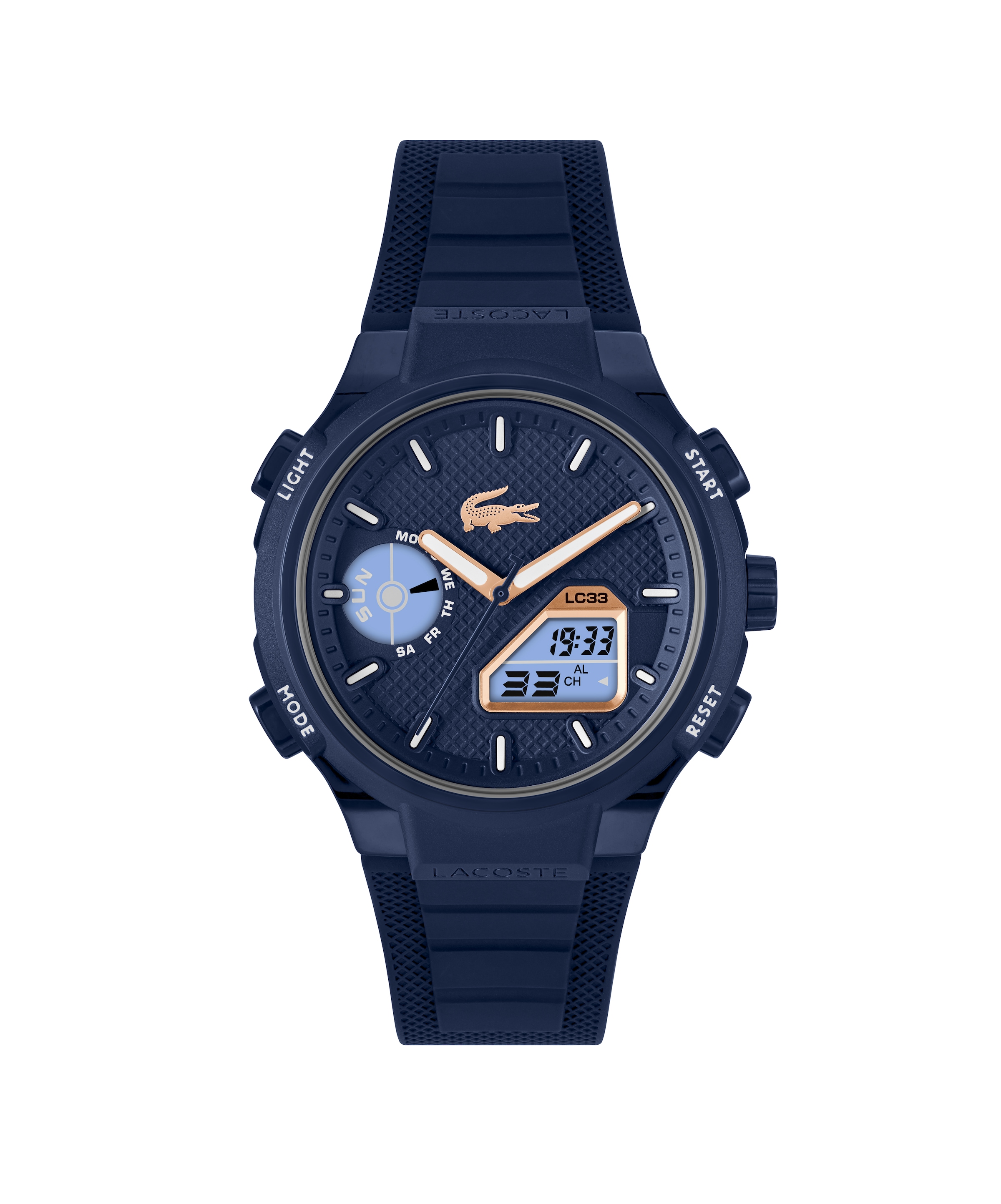 Lacoste Chronograph »LC33«, Quarzuhr, Armbanduhr, Herrenuhr, Silikonarmband, analog, digital, Tag