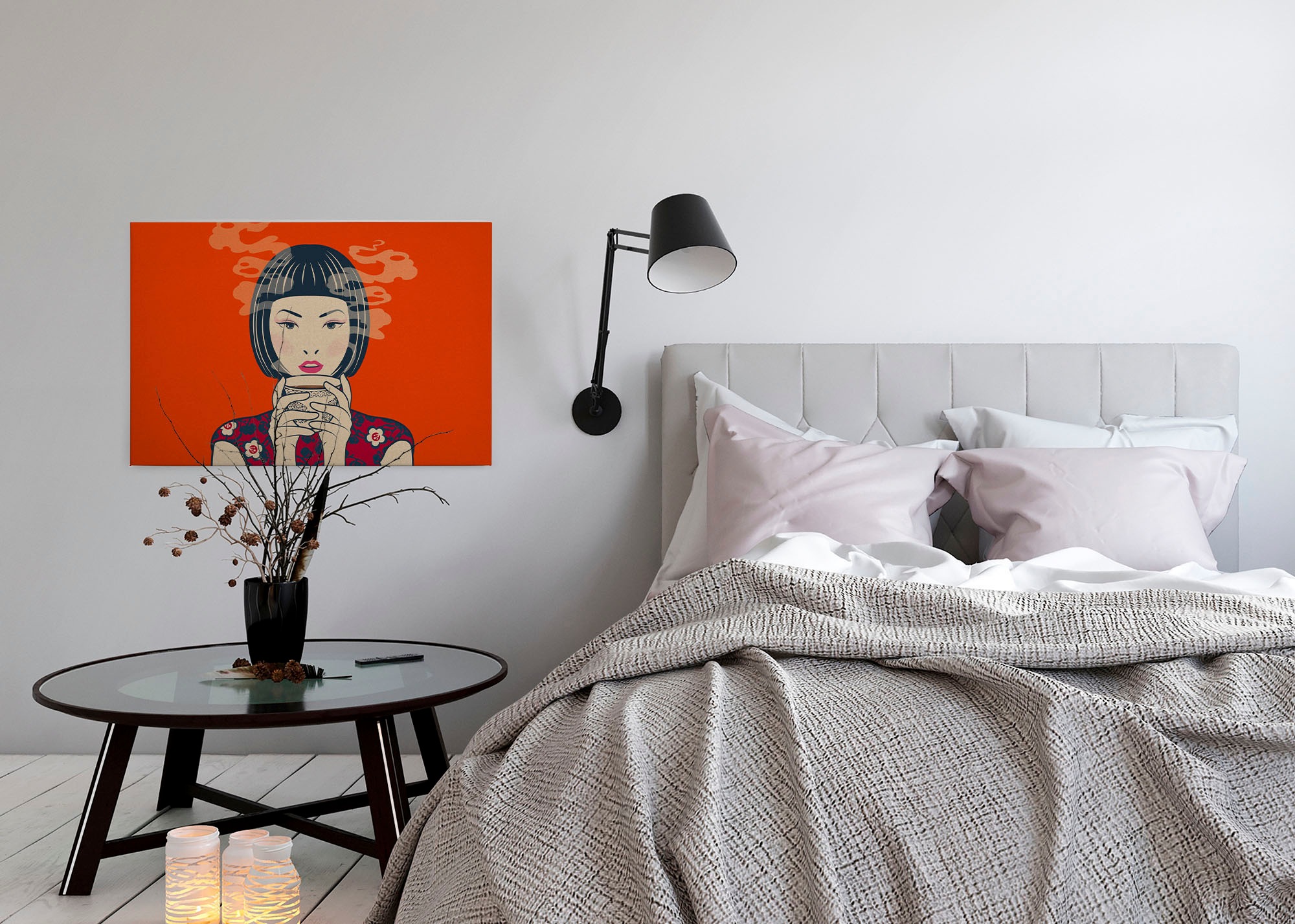 A.S. Création Leinwandbild »akari«, Kunst-Gemälde-Kinder, (1 St.), Keilrahmen Bild Asiatisch Frau Leinwand-Bild Wohnzimmer modern Kinder