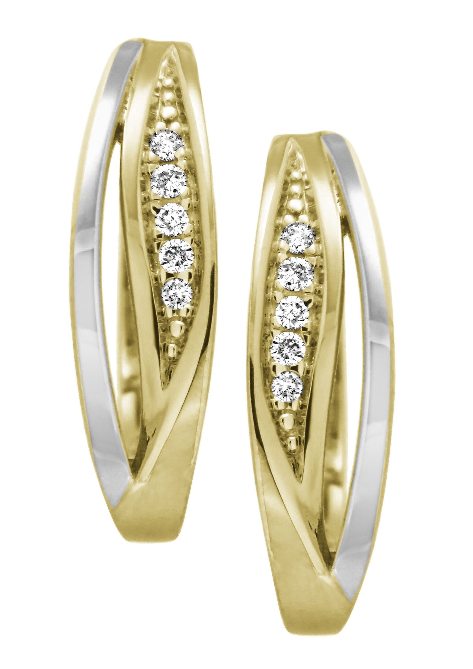 Firetti Paar Creolen »Schmuck Geschenk Gold 333 in Bicolor-Optik« mit Brillant - Verschnittfassung
