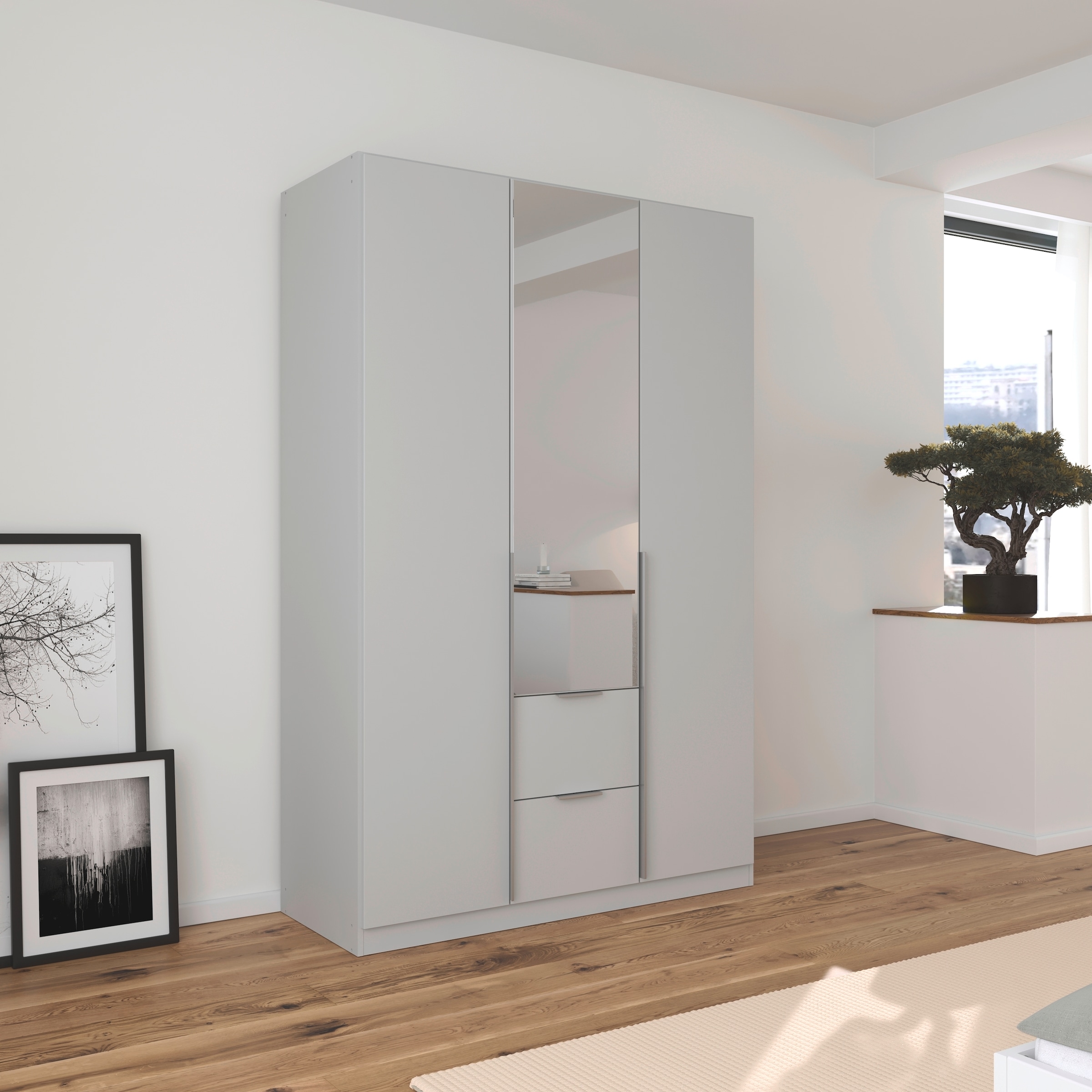 rauch Drehtürenschrank »Kleiderschrank Schrank Garderobe AGORDO mit Dekor- oder Hochglanzfront«, (in zwei Griff-Farben mit Dekor- oder Hochglanzfront), mit Außenschubkästen, in 6 Breiten und 2 Höhen MADE IN GERMANY