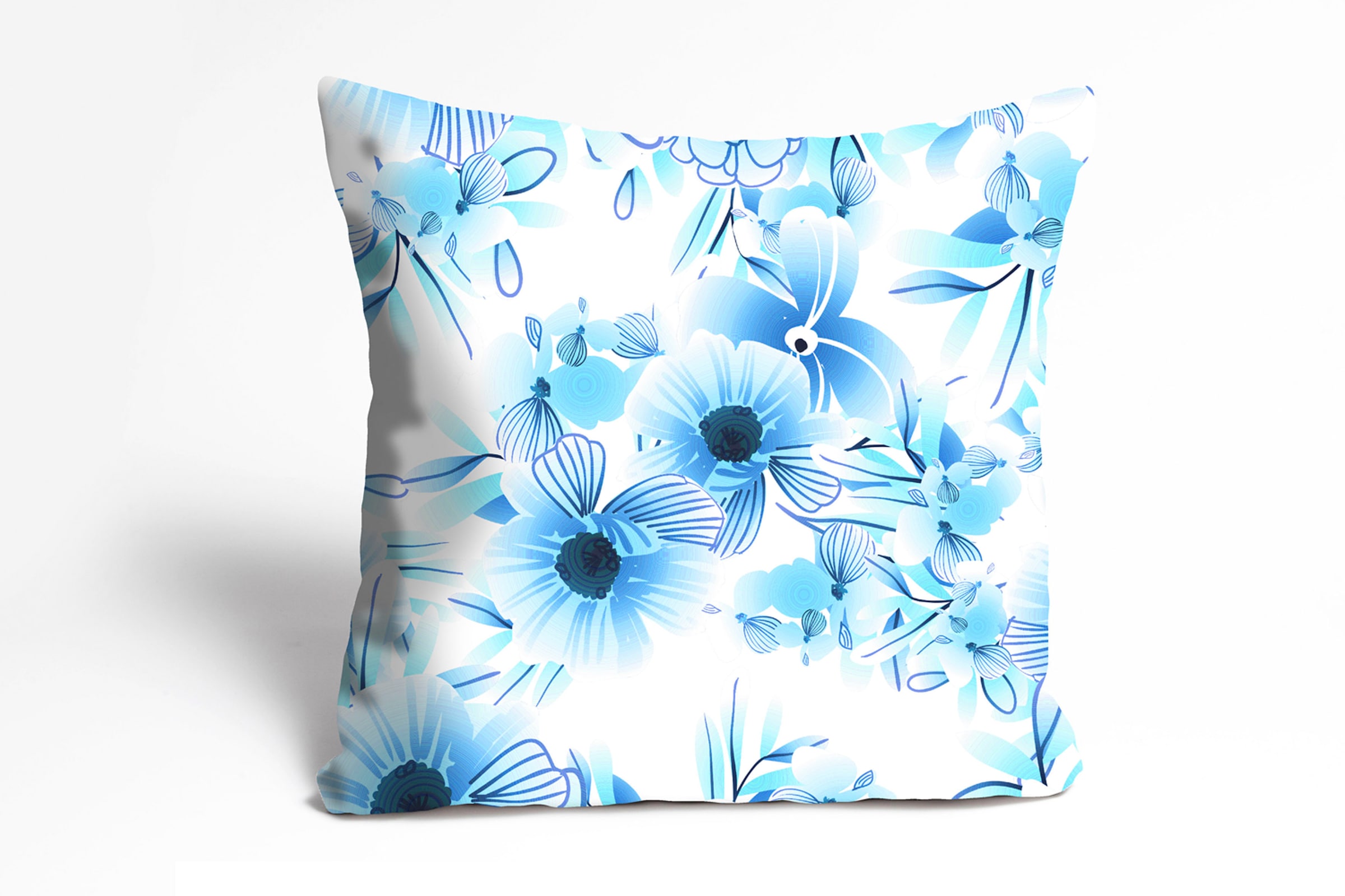 queence Dekokissen »Fantor«, Kissenhülle,Blaue Blumen,Florales Muster,Frisch,Blüten,Natur
