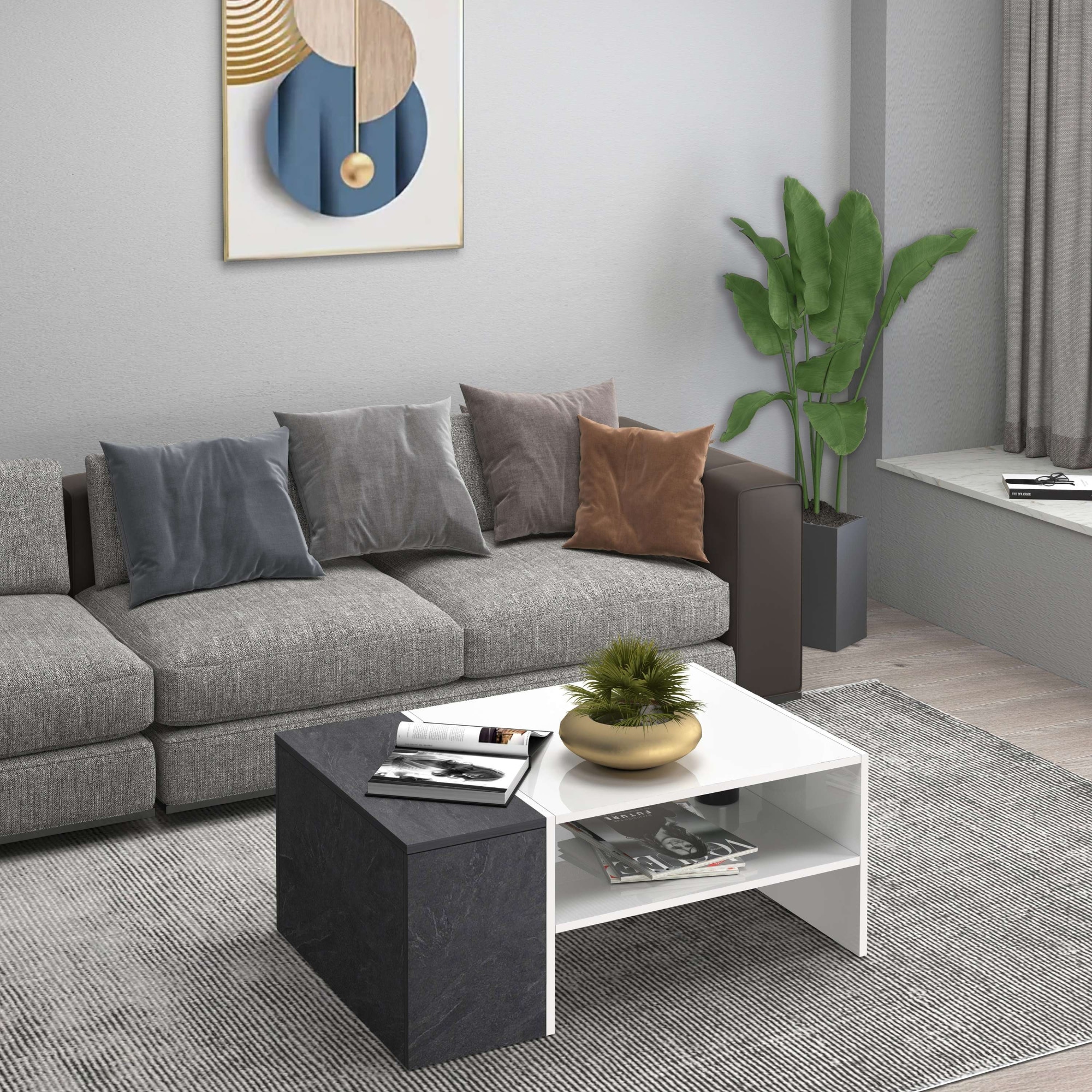 INOSIGN Couchtisch »Coro, Couchtisch, Couchtisch mit seitlichem Stauraum,Sofatisch«, Länge 90 cm, mit zwei Ablagefächern davon eines geschlossen