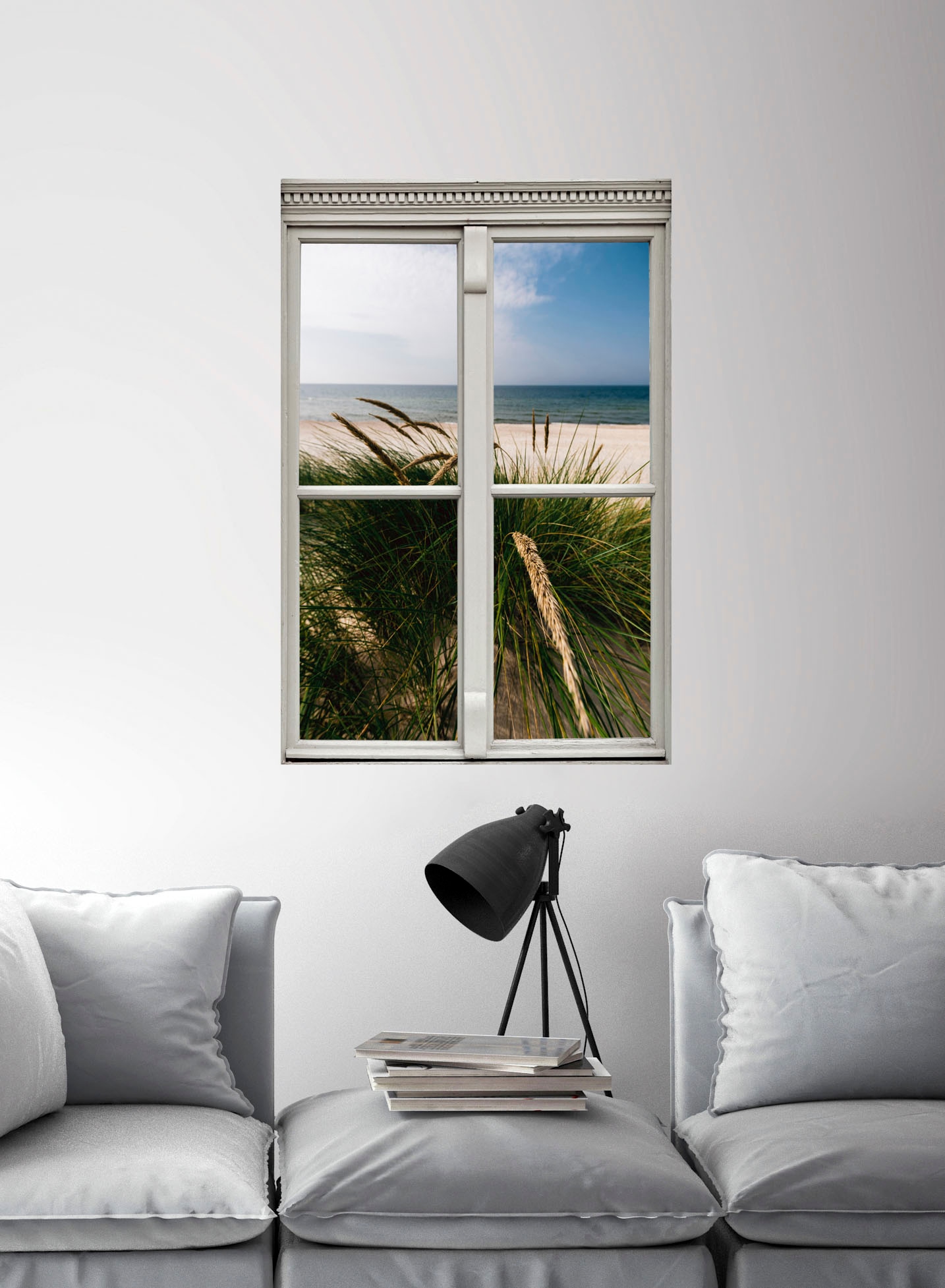 queence Wandsticker »Strand«, Wandsticker, Wandbild, selbstklebend, 3D, Fenster
