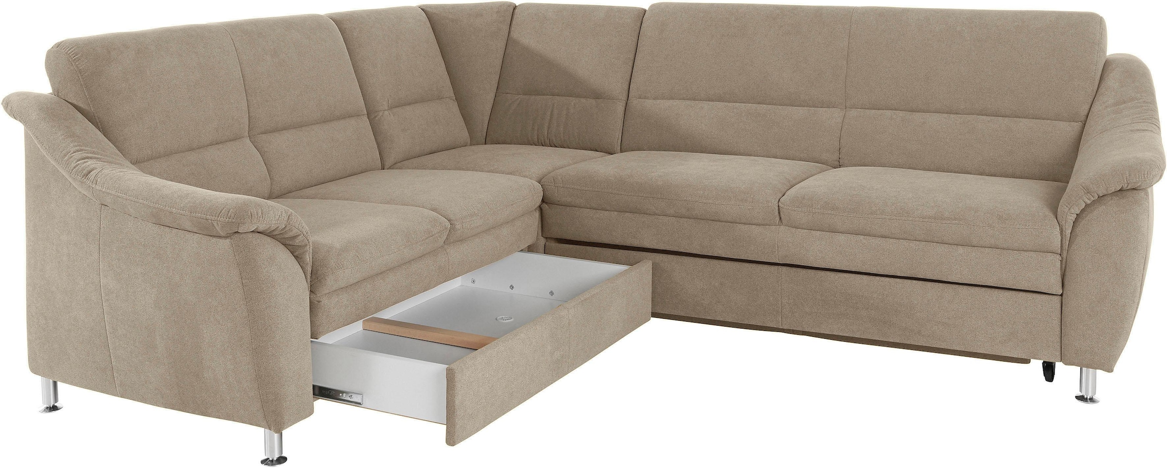 Places of Style Ecksofa »Cardoso L-Form«, Federkern, wahlweise mit Bett, Schubkasten, teilweise Relaxfunktion