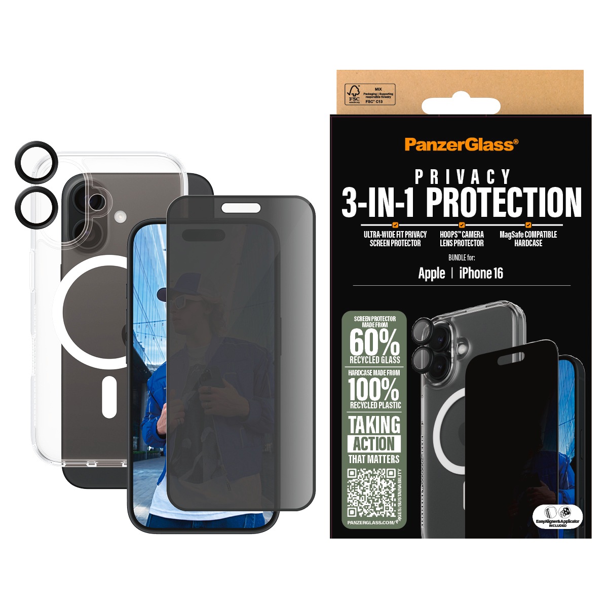 PanzerGlass Displayschutzglas »3-in-1 Privacy Protection«, für Apple iPhone günstig online kaufen