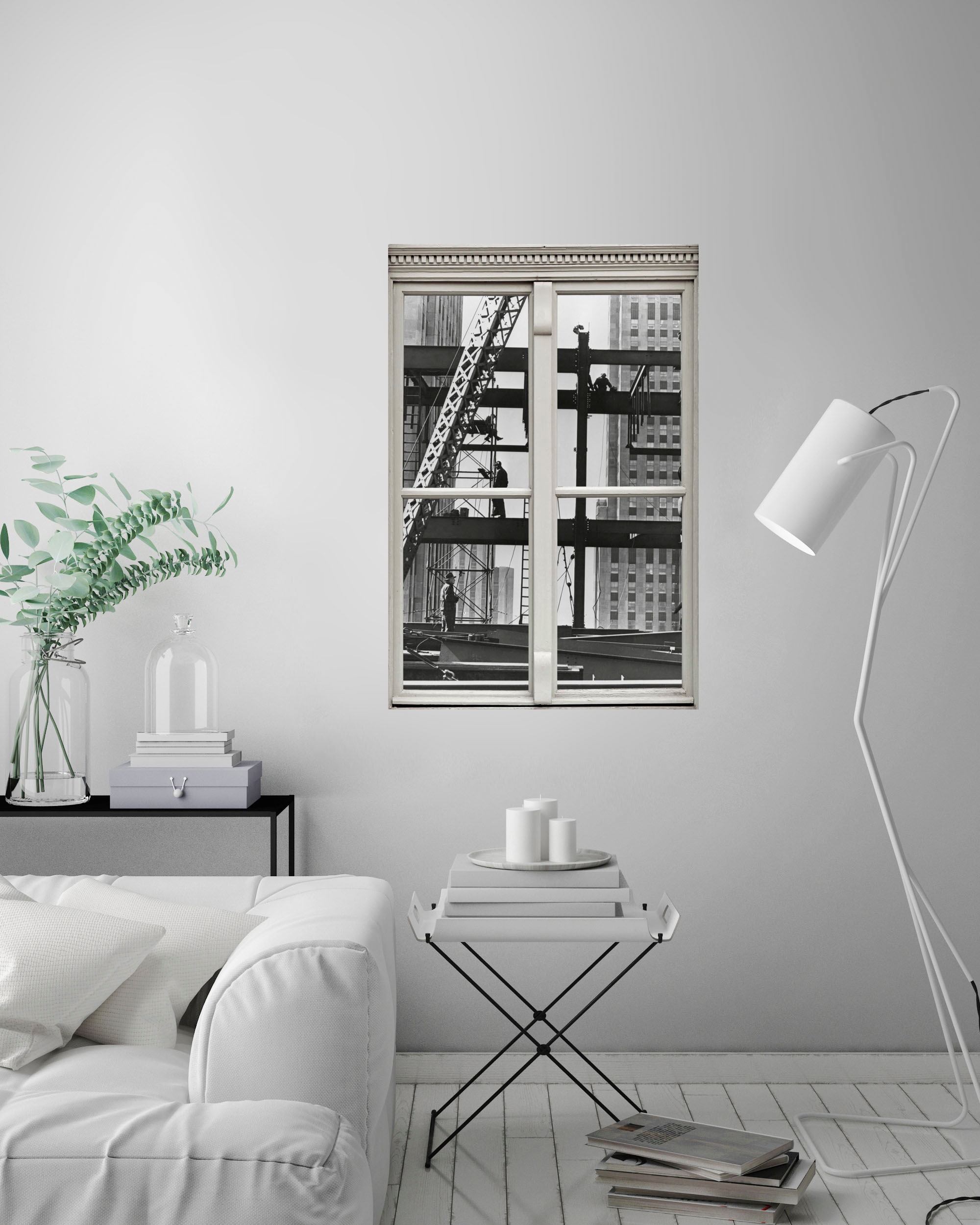 queence Wandsticker »Stahlgerüst«, Wandsticker, Wandbild, selbstklebend, 3D, Fenster