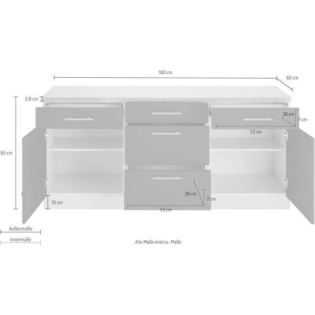 wiho Küchen Unterschrank »Kiel«, 180 cm breit auf Rechnung kaufen