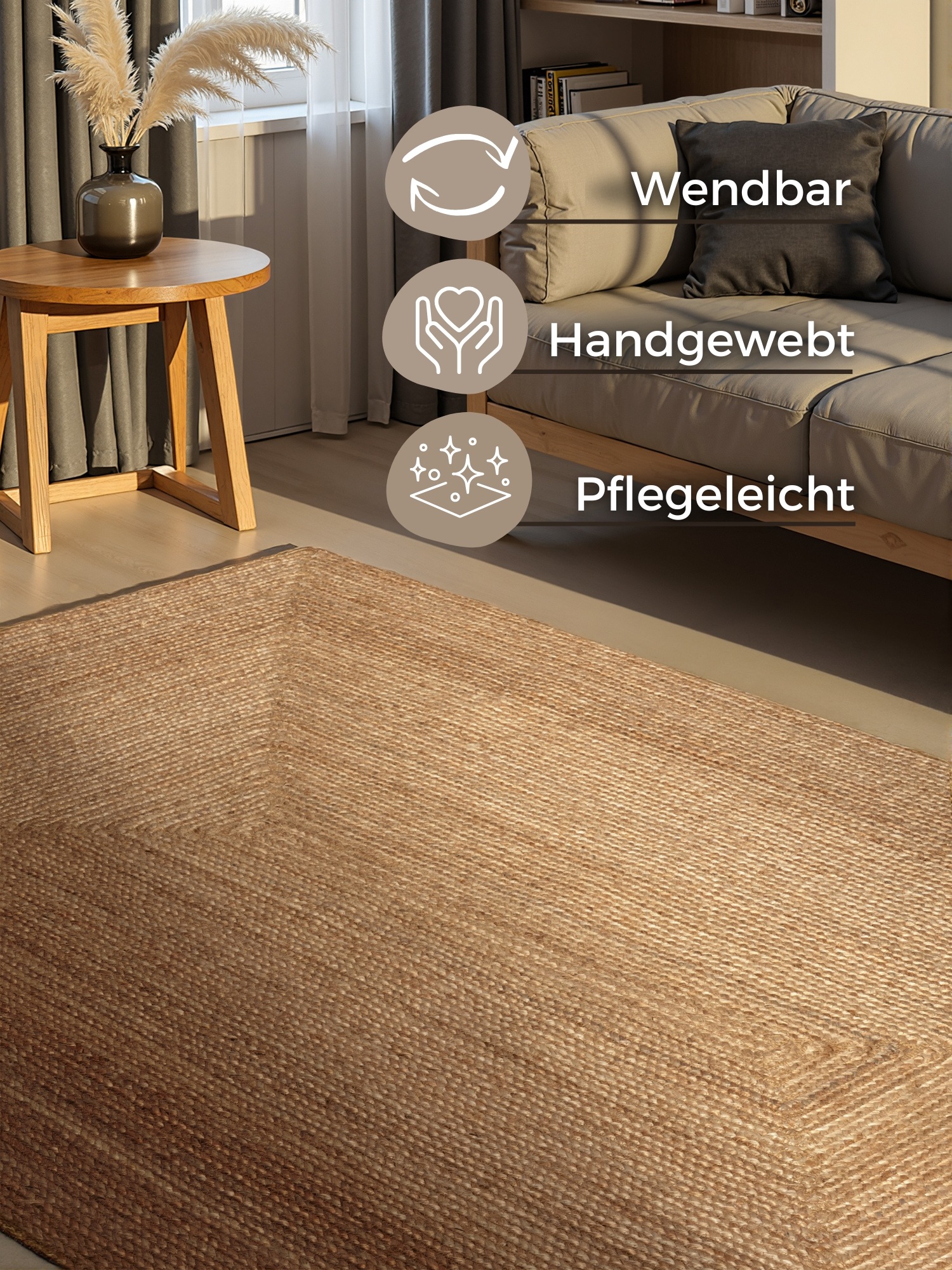HANSE Home Teppich »Sharmila Juteteppich«, rechteckig, 9 mm Höhe, 100 % Jutefaser, Natur, Wohnzimmer, Esszimmer, Flur, Boho, Skandi