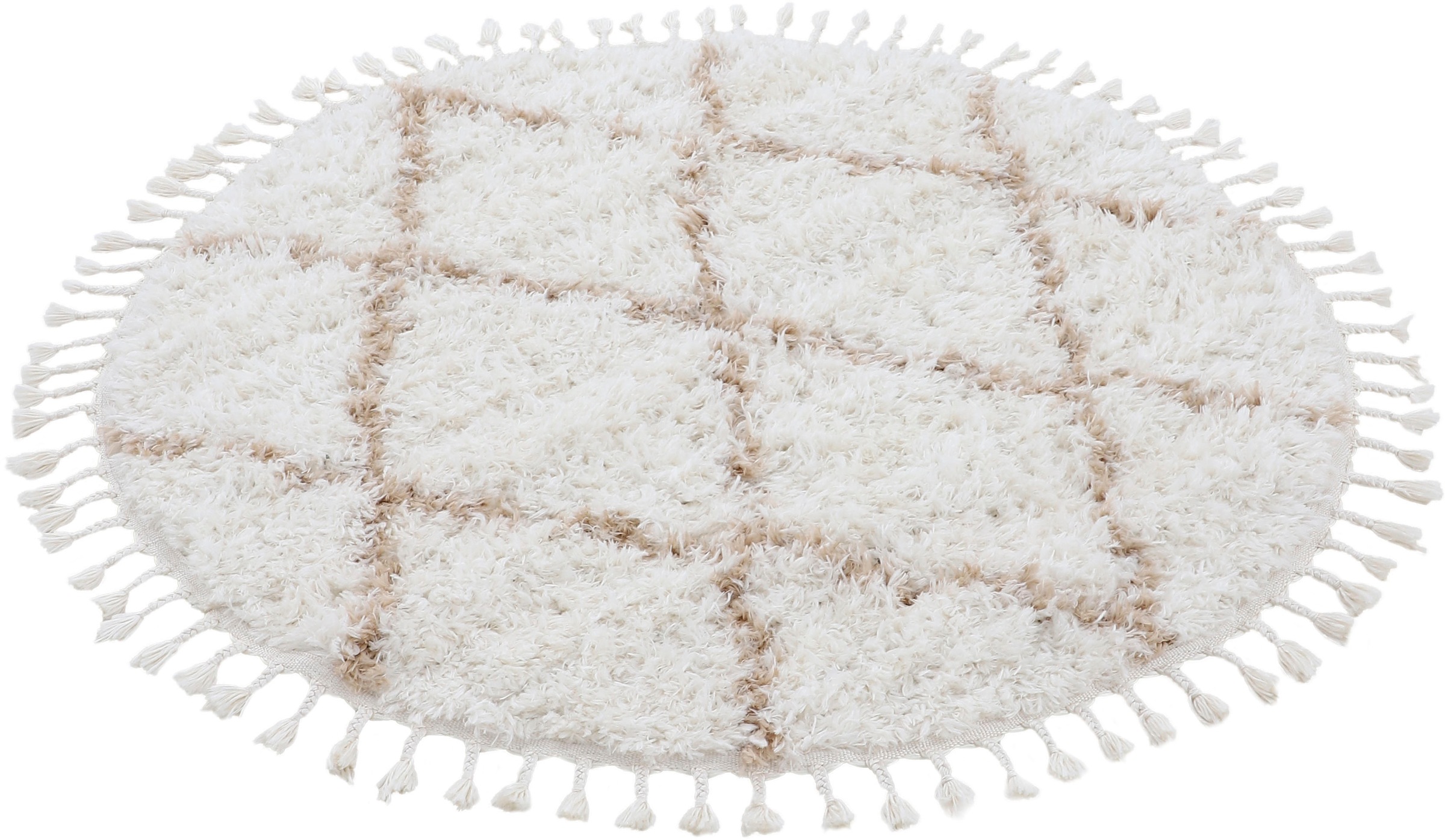 carpetfine Hochflor-Teppich »Eddy«, rund, 30 mm Höhe, Shaggy Langflor mit Fransen, starke Größenauswahl, Wohnzimmer