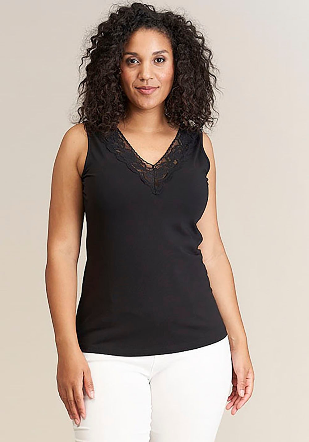 SANDGAARD Tanktop mit Spitze am Ausschnitt