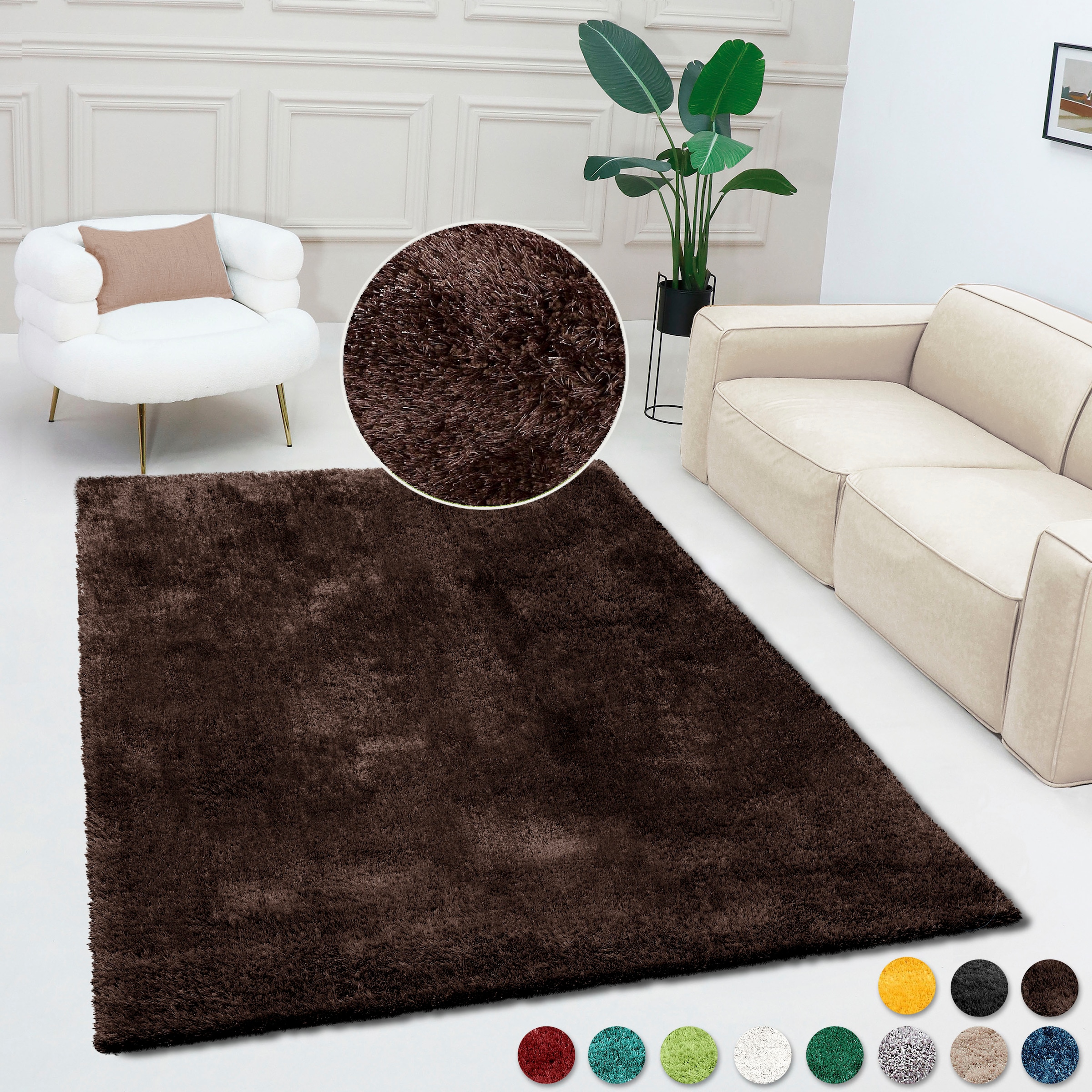 Bruno Banani Teppich »Dana Teppich, besonders weich und kuschelig, Kundenliebling«, rechteckig, 30 mm Höhe, uni, Mikrofaser Teppiche, Wohnzimmer, Schlafzimmer, Esszimmer