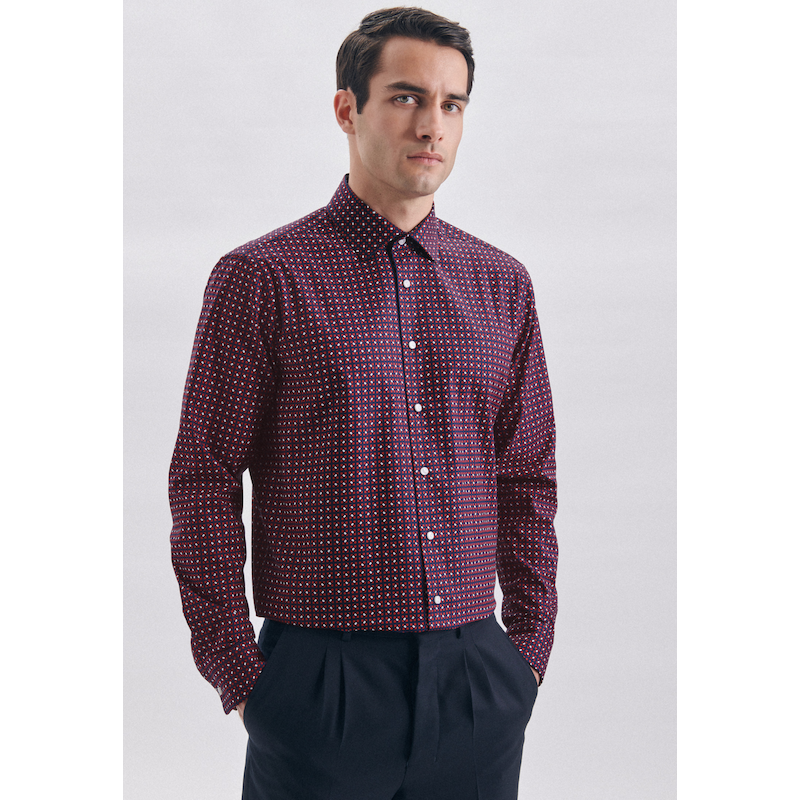SEIDENSTICKER Businesshemd »Regular« Regular Langarm Kentkragen Druck rot XL43 - normale Ärmellängen normale Ärmellängen XL43 Passform: Regular
