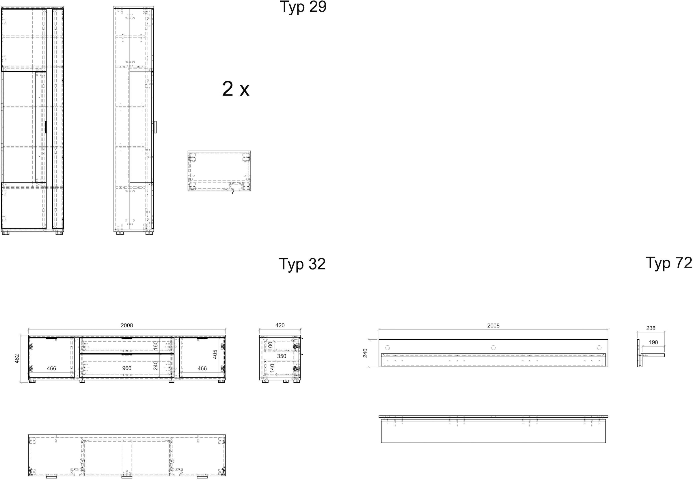 INOSIGN Wohnwand »LONG ISLAND«, (Set, 4 St.), in moderner Trendfarbe,inklusive senkrechter Beleuchtung,Breite 330 cm