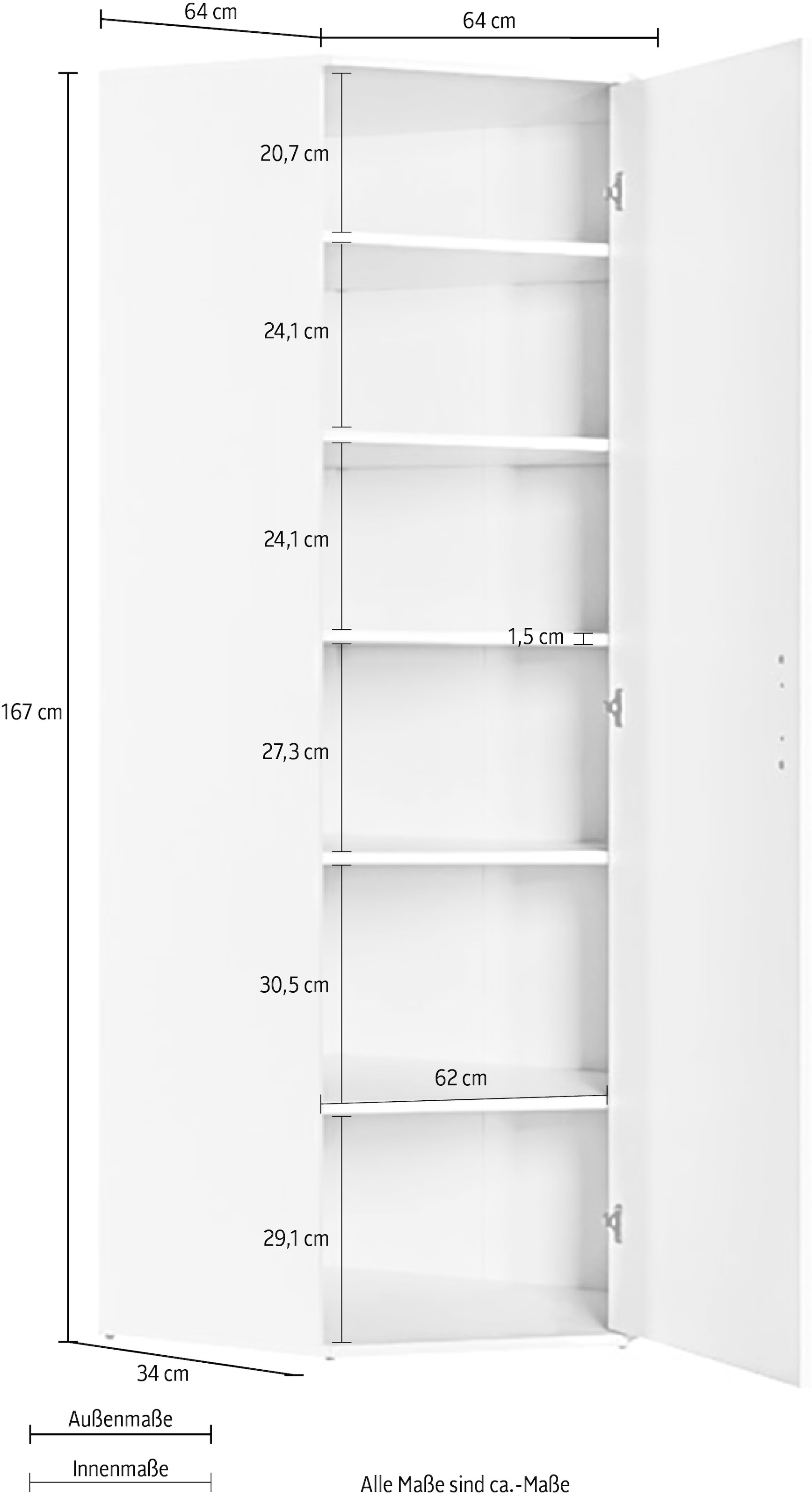 Procontour Mehrzweckschrank »Clara«, bestellen Breite Raten auf Einlegeböden 64cm, mit