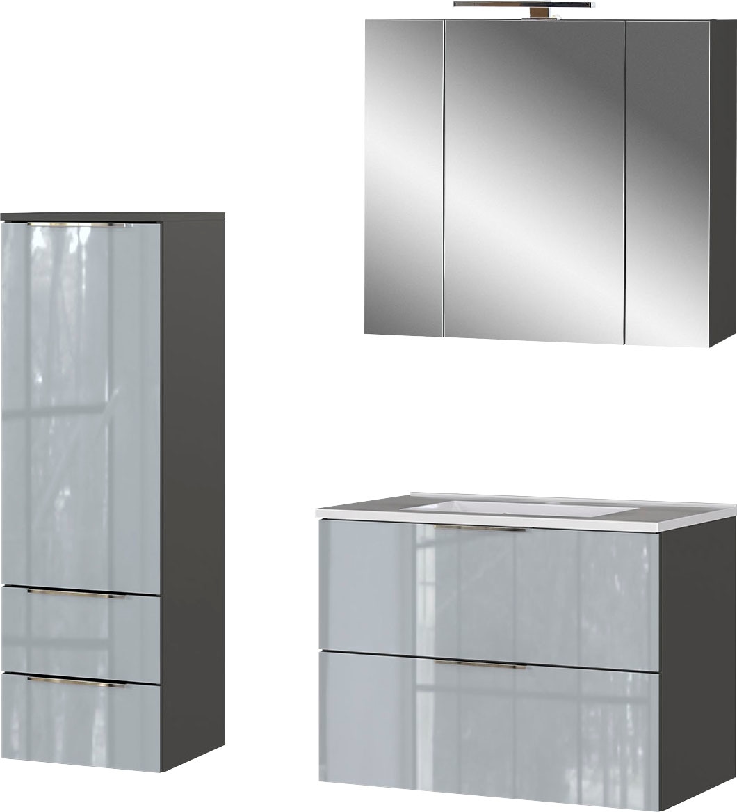 GERMANIA Badmöbel-Set »Oakland«, (3 St.), inkl. WT-Unterschrank, Spiegelschrank und Mediumschrank