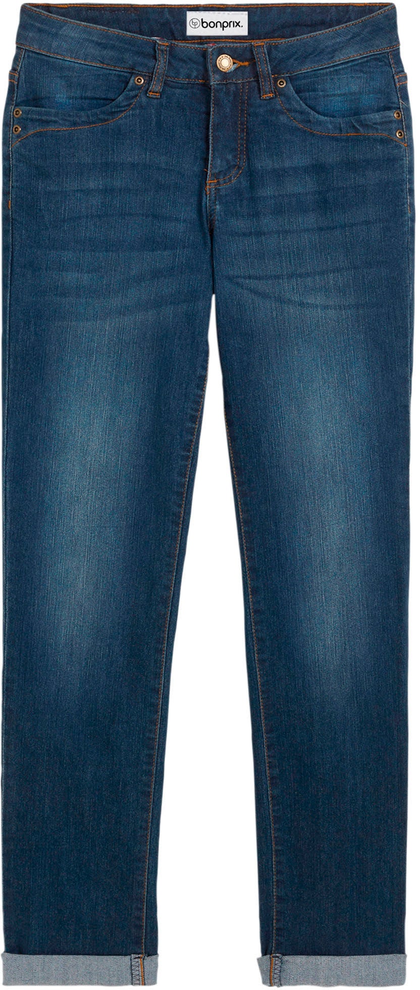 bonprix Straight-Jeans »Straight Jeans Mid Waist, Stretch« Regular Fit, mit Aufschlag, im Five-Pocket-Style