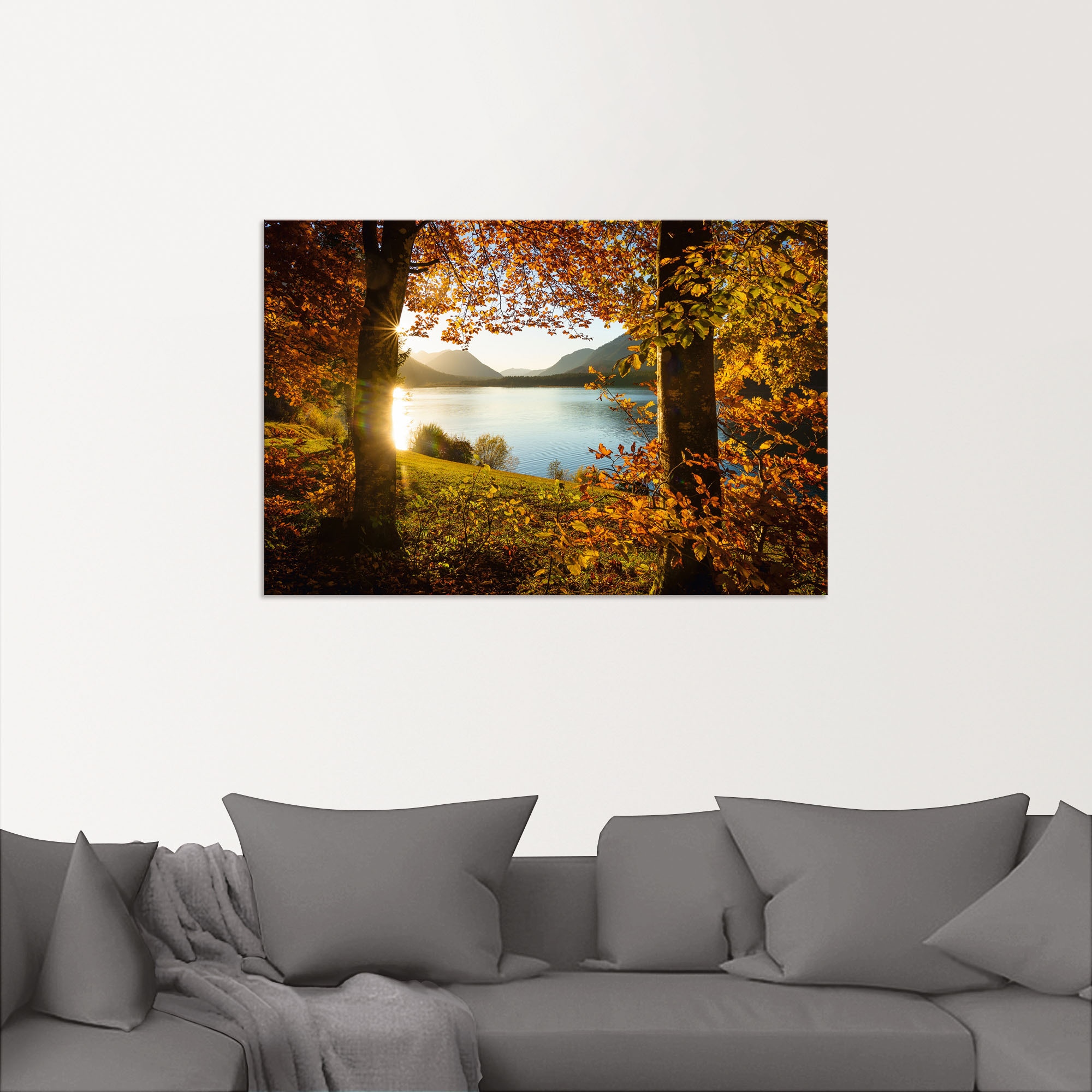 Artland Wandbild »Herbst am Sylvensteinsee« Gewässer 1 Stk. tlg. als Alubild, Outdoorbild, Leinwandbild, Poster in verschied. Größen