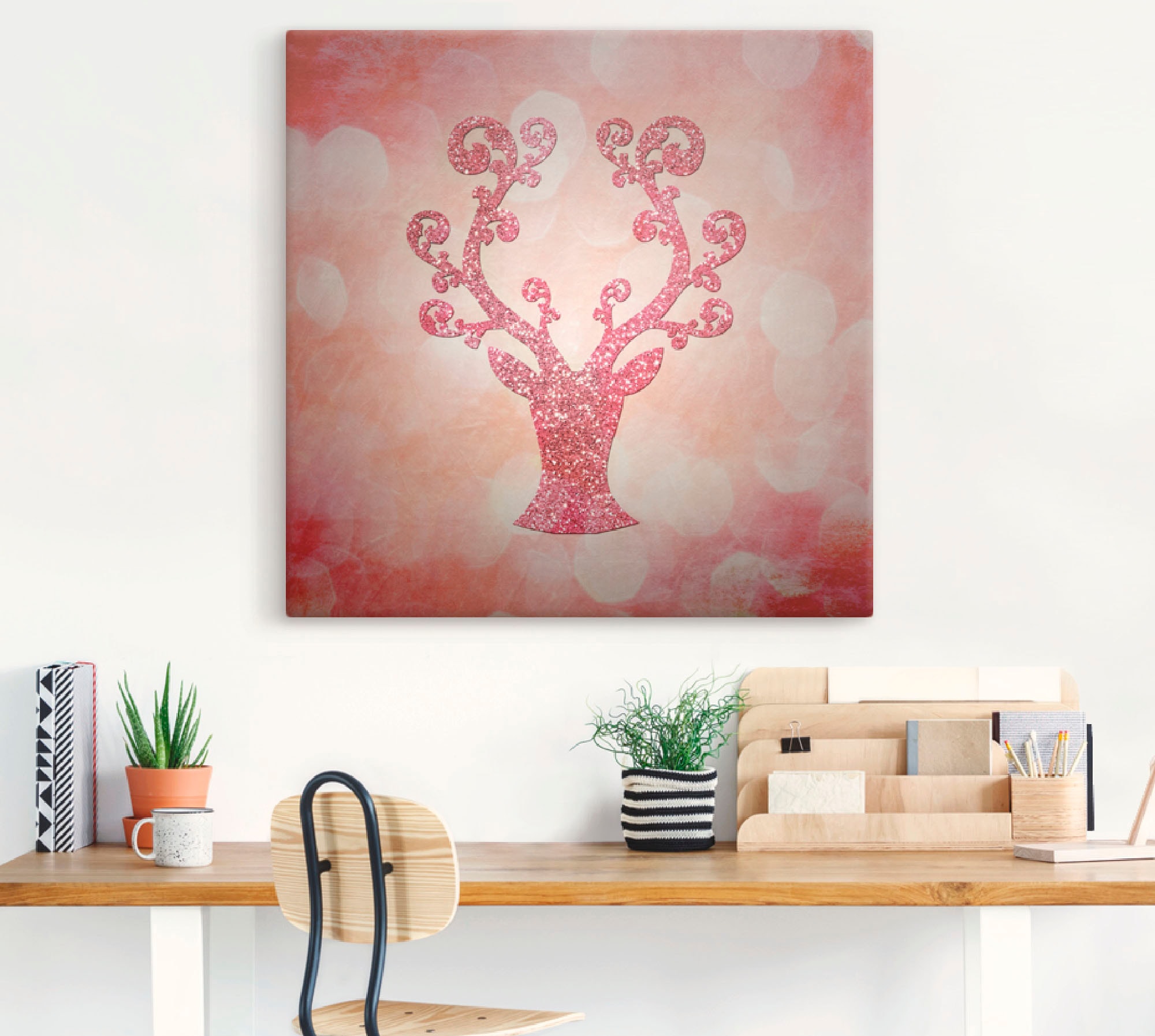 Artland Wandbild »Rosa glitzerndes Reh«, Wildtiere, (1 St.), als Leinwandbild in verschied. Größen