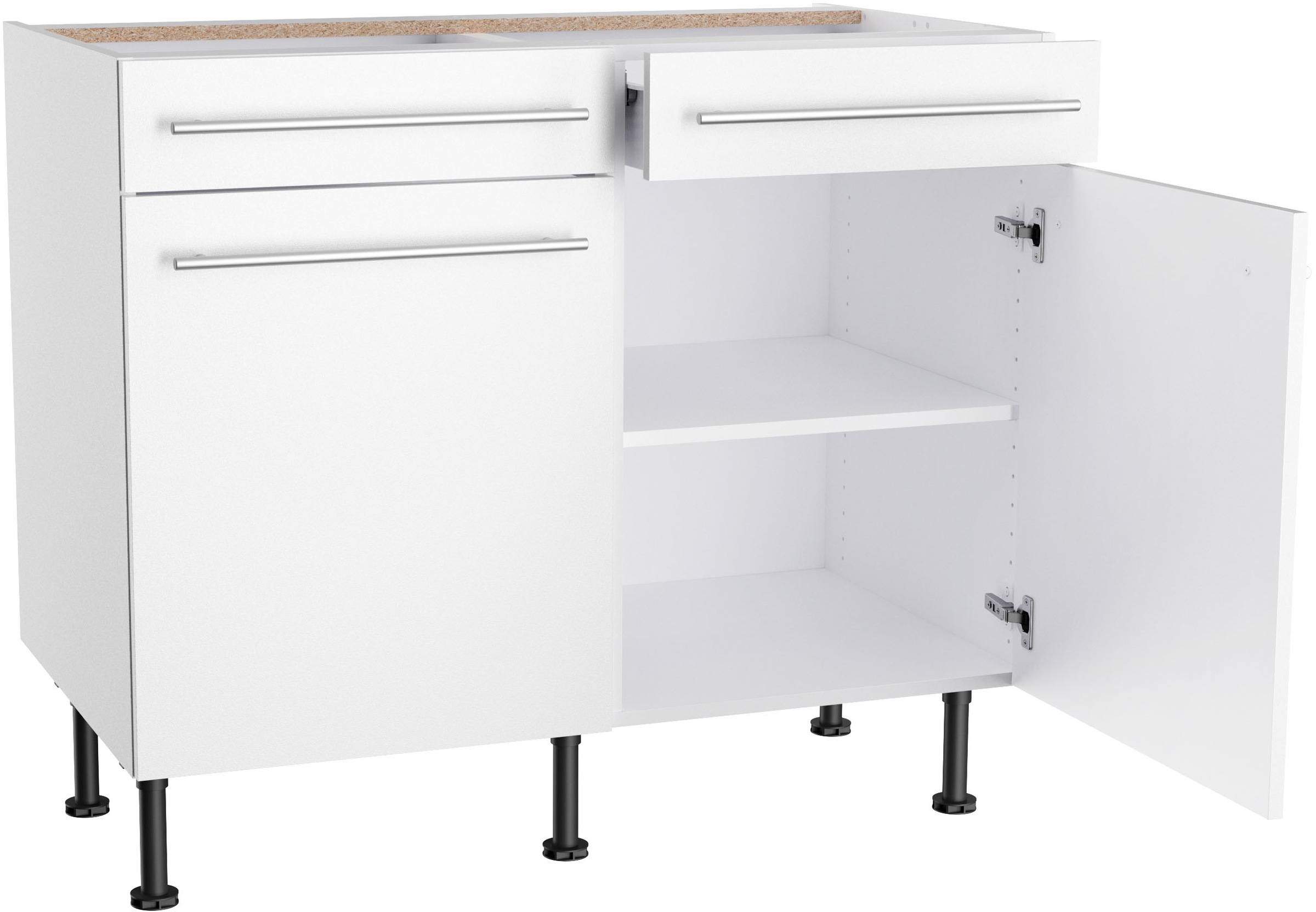 KOCHSTATION Unterschrank »KS-Bern2«, Breite 100 cm, 2 Türen, 2 Schubkästen, 1 Einlegeboden