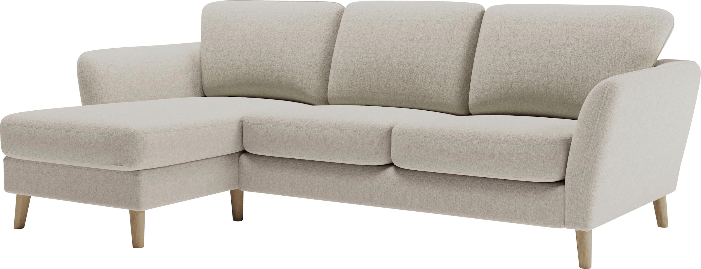 Home affaire Ecksofa »MARSEILLE (242/152cm),L-Form, Rec. rechts/links«, Massivholzbeine Eiche, Landhausstil, Wellenunterfederung