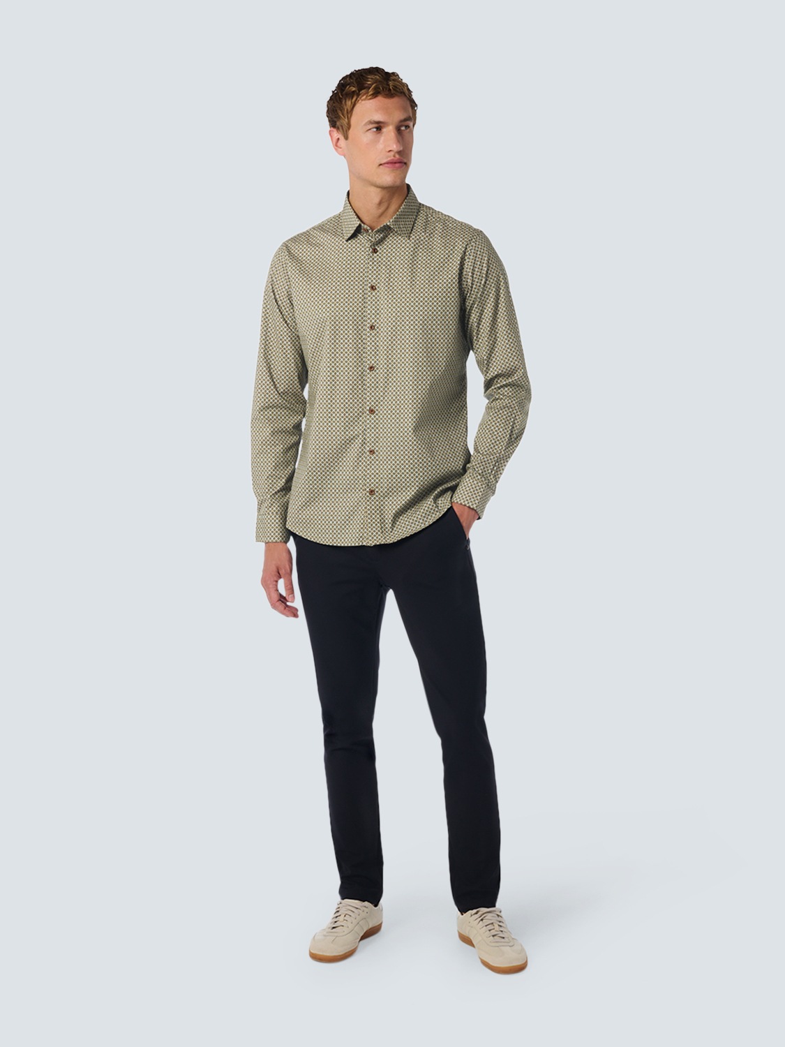 NO EXCESS Langarmhemd »No Excess Stilvolles Winterhemd mit dynamischem Allover-Muster«