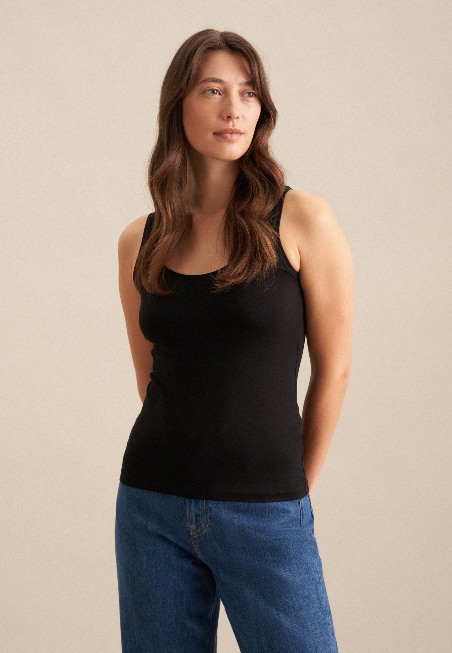 seidensticker Trägertop »Schwarze Rose« Ohne Arm Rundhals Uni