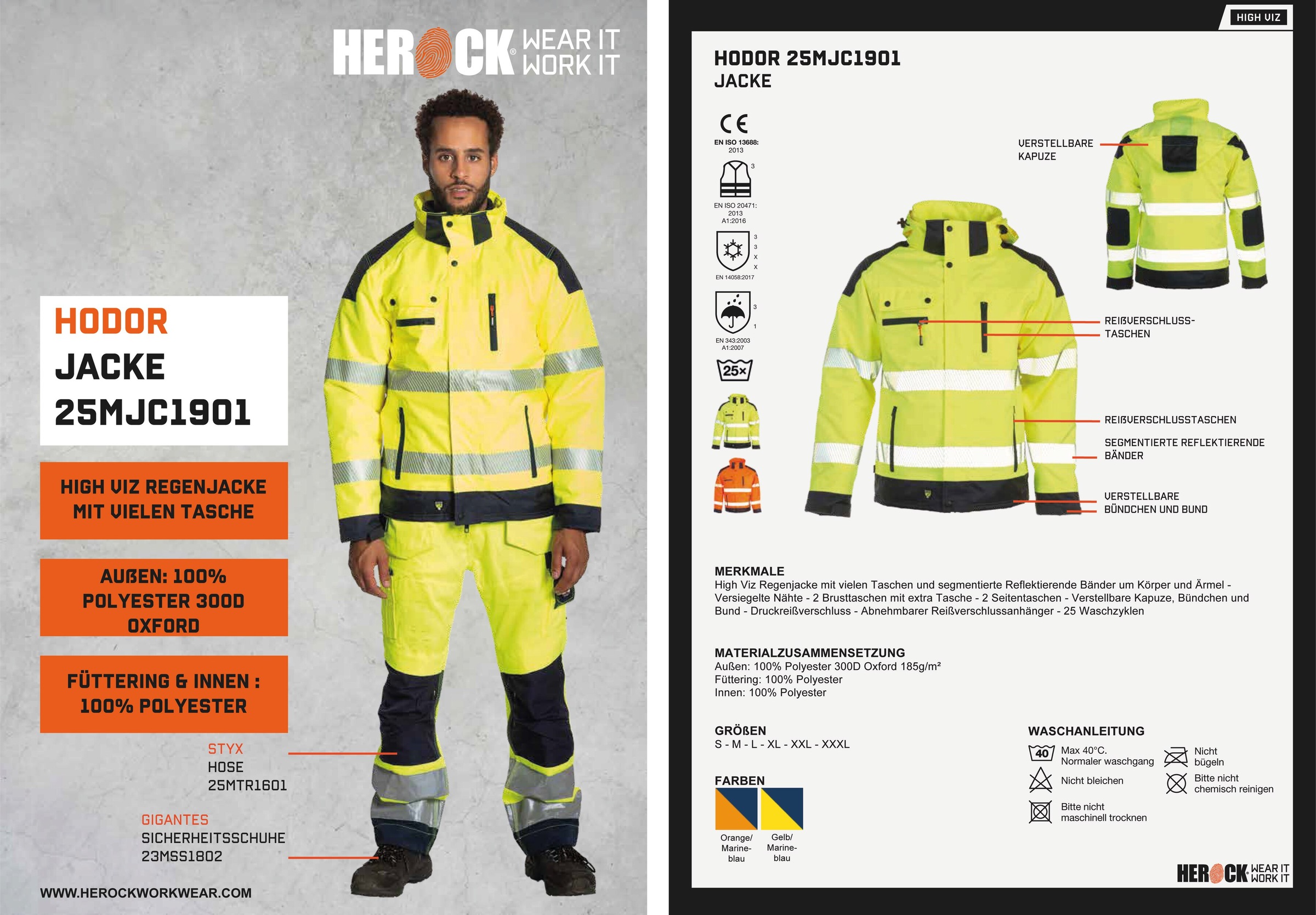 Herock Arbeitsjacke »Hodor HIGH Reissverschlusstaschen atmungsaktiv, winddicht, VIZ«, viele kaufen Regenjacke