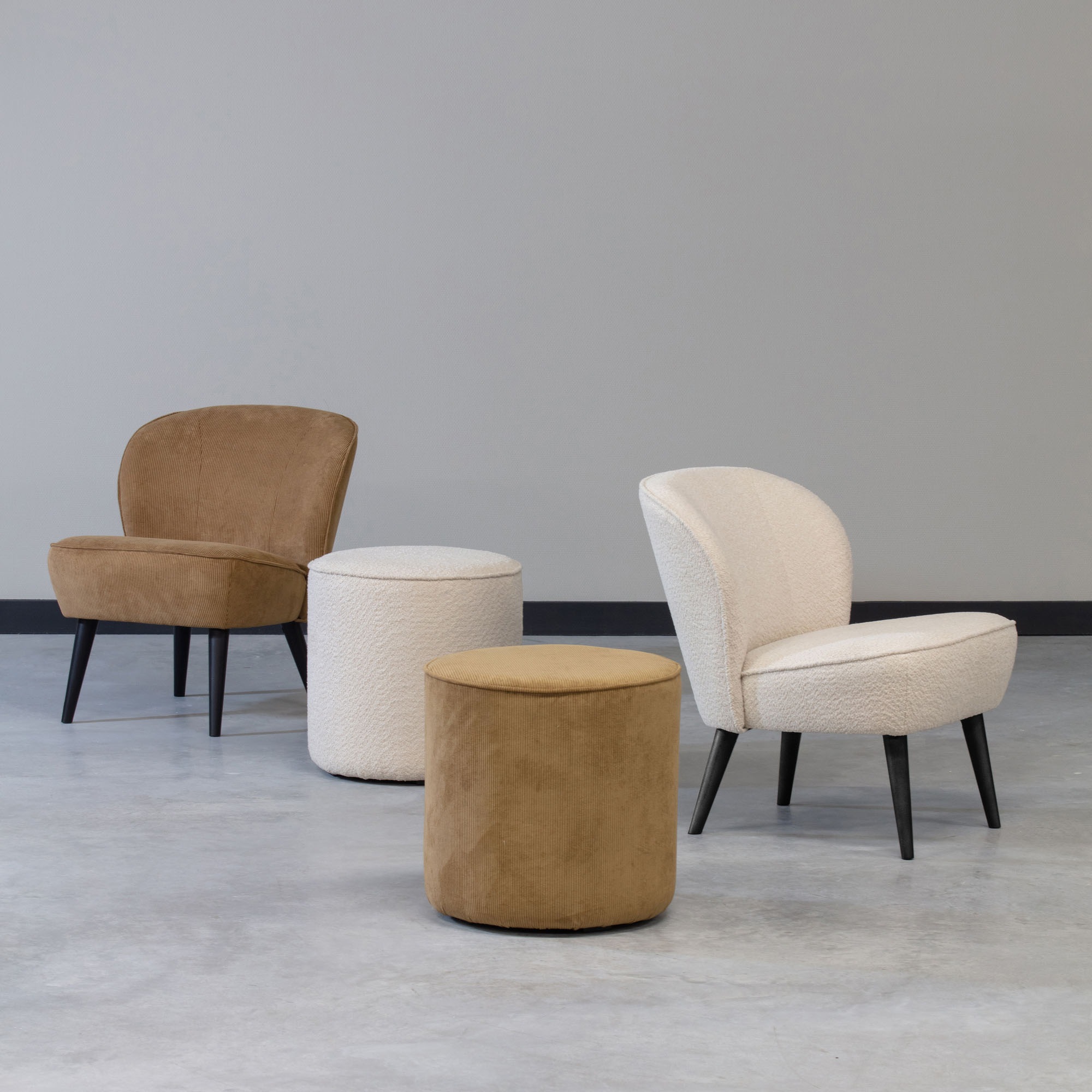 WOOOD Hocker »Sara«, weich gepolstert, runde Form, H 46 cm x Ø 46 cm günstig online kaufen
