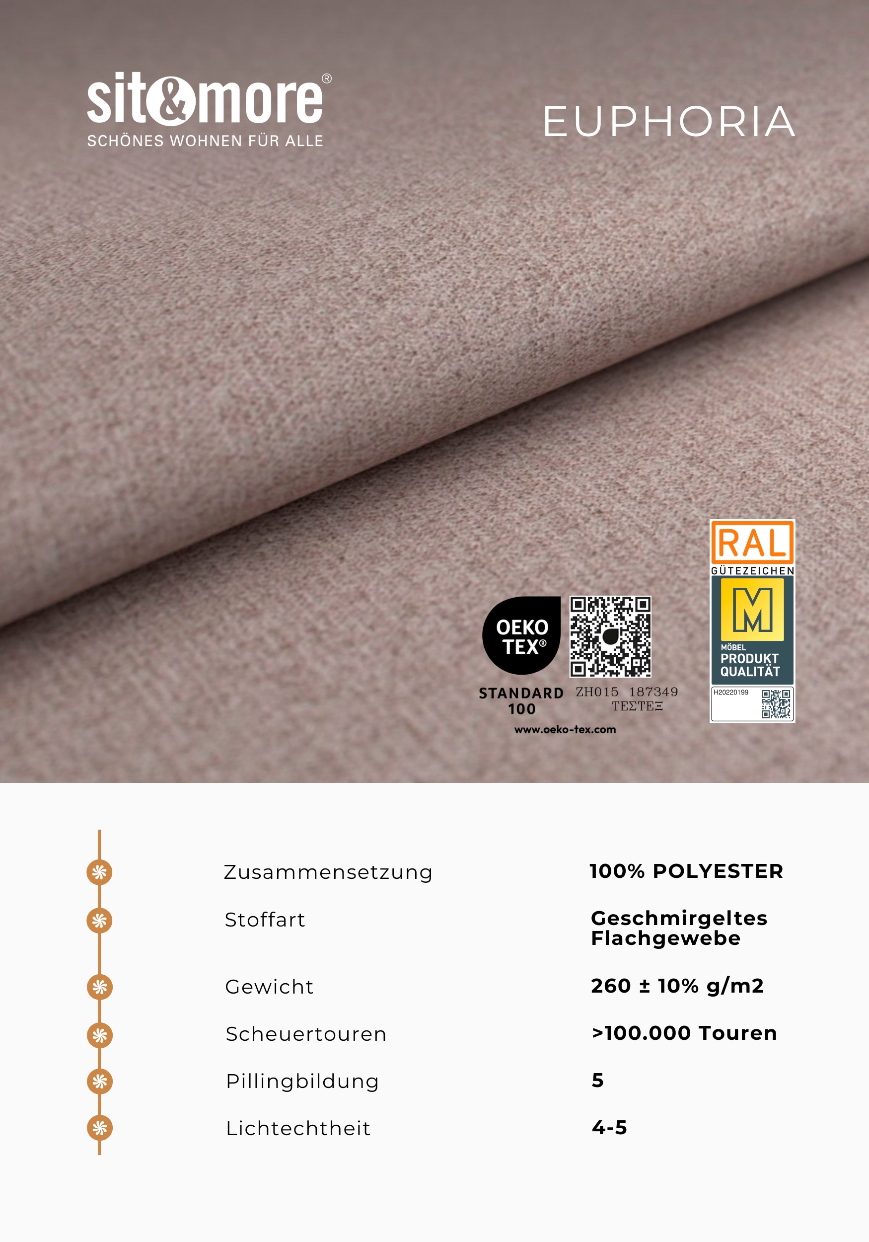 sit&more Hocker »Cabrio, B: 133 cm« individuell zu kombinieren, Federkern