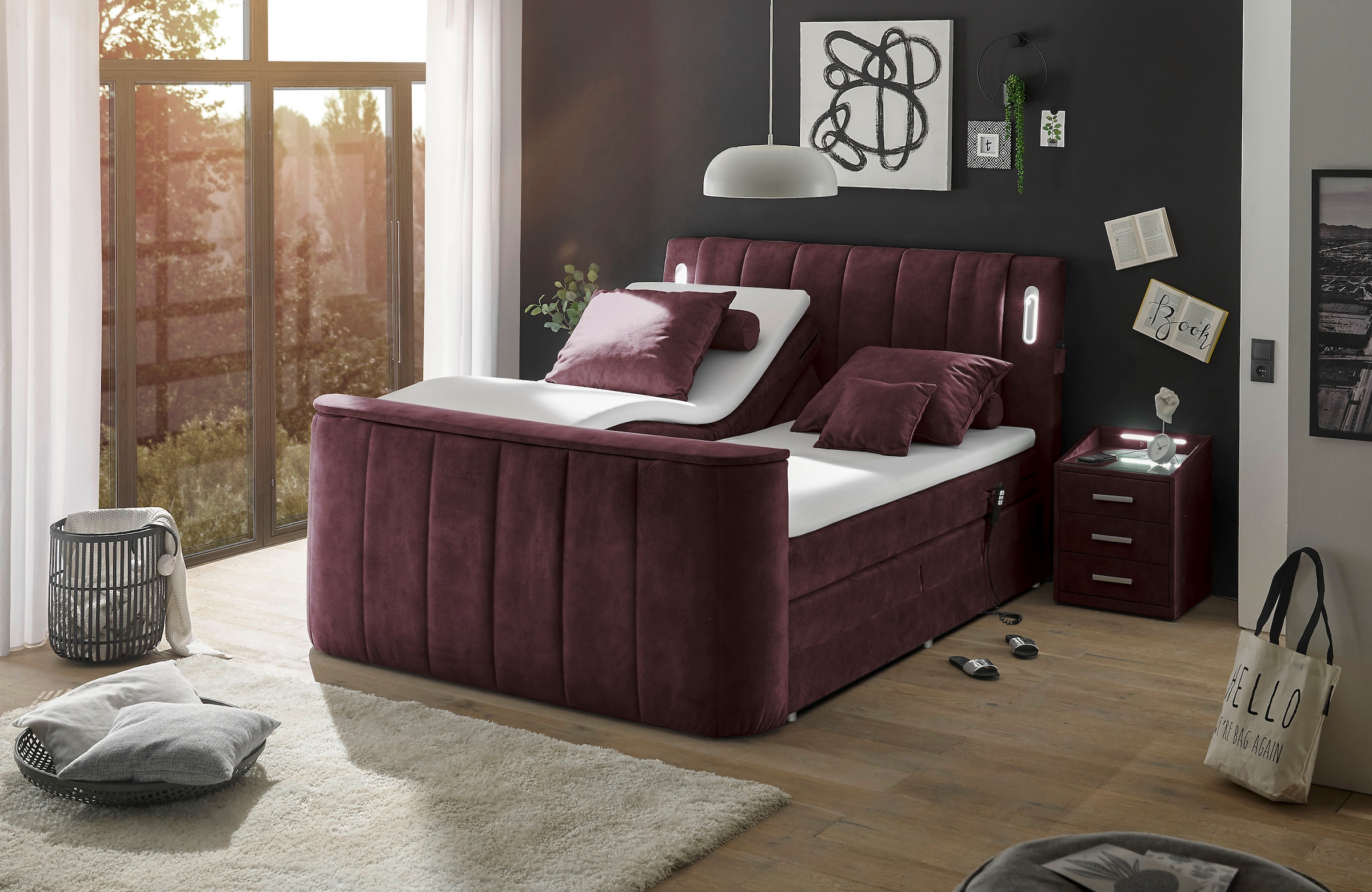 ED EXCITING DESIGN Boxspringbett »Dallas« mit Motorverstellung, inkl. Toppe günstig online kaufen