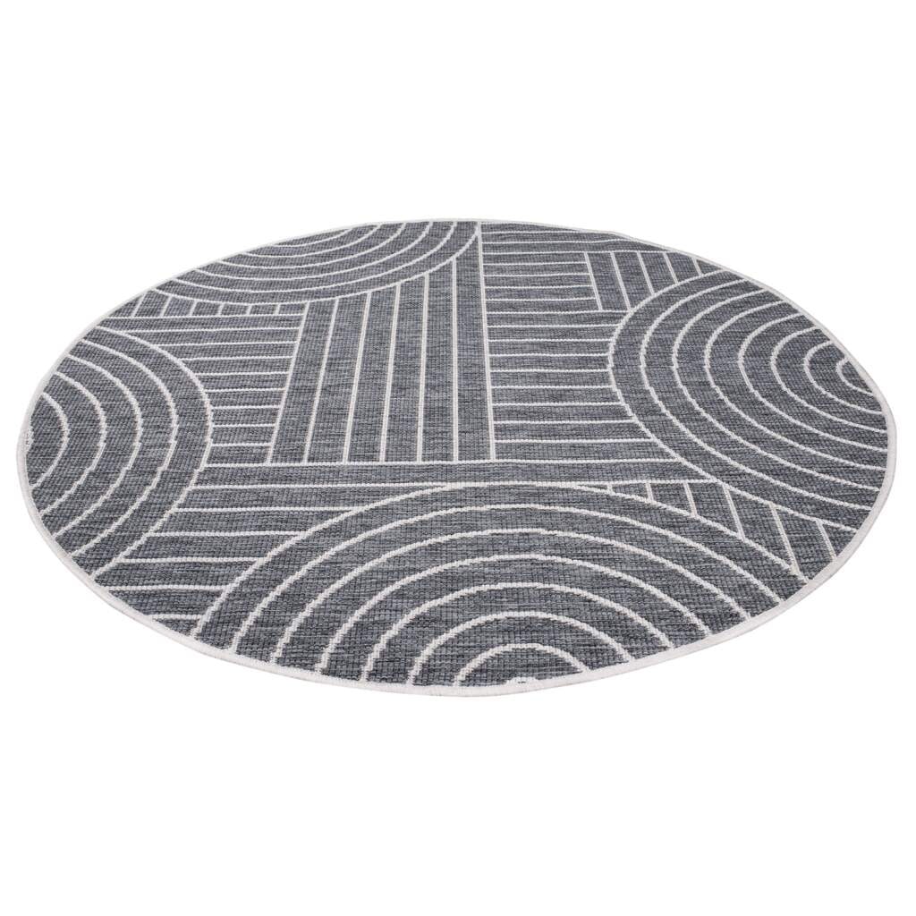 Carpet City Outdoorteppich »DUO RUG 5842«, rund, 5 mm Höhe, Wendeteppich Wetterfest In- & Outdoor, Balkon, Terrasse, Wohnzimmer