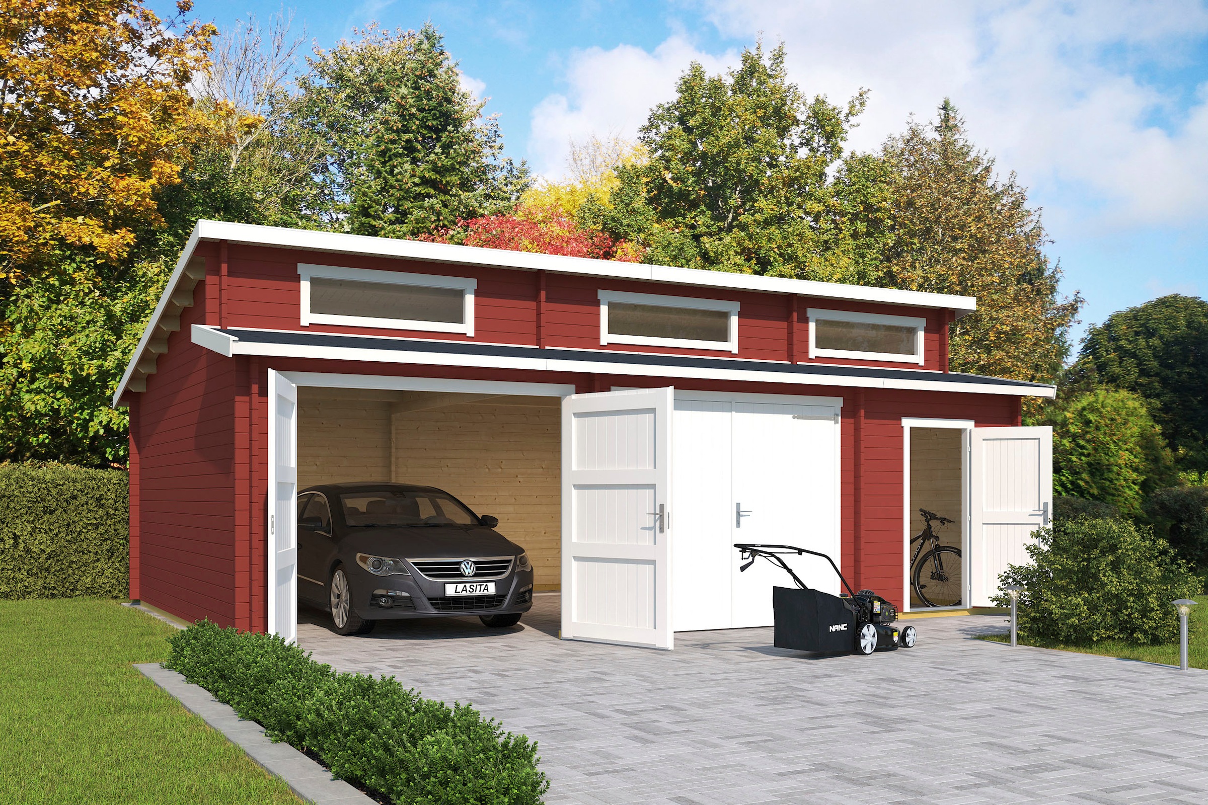 LASITA MAJA Garage »Hawaii«, (Set, Für 2 Fahrzeuge geeignet), Garage + 2 Ho günstig online kaufen