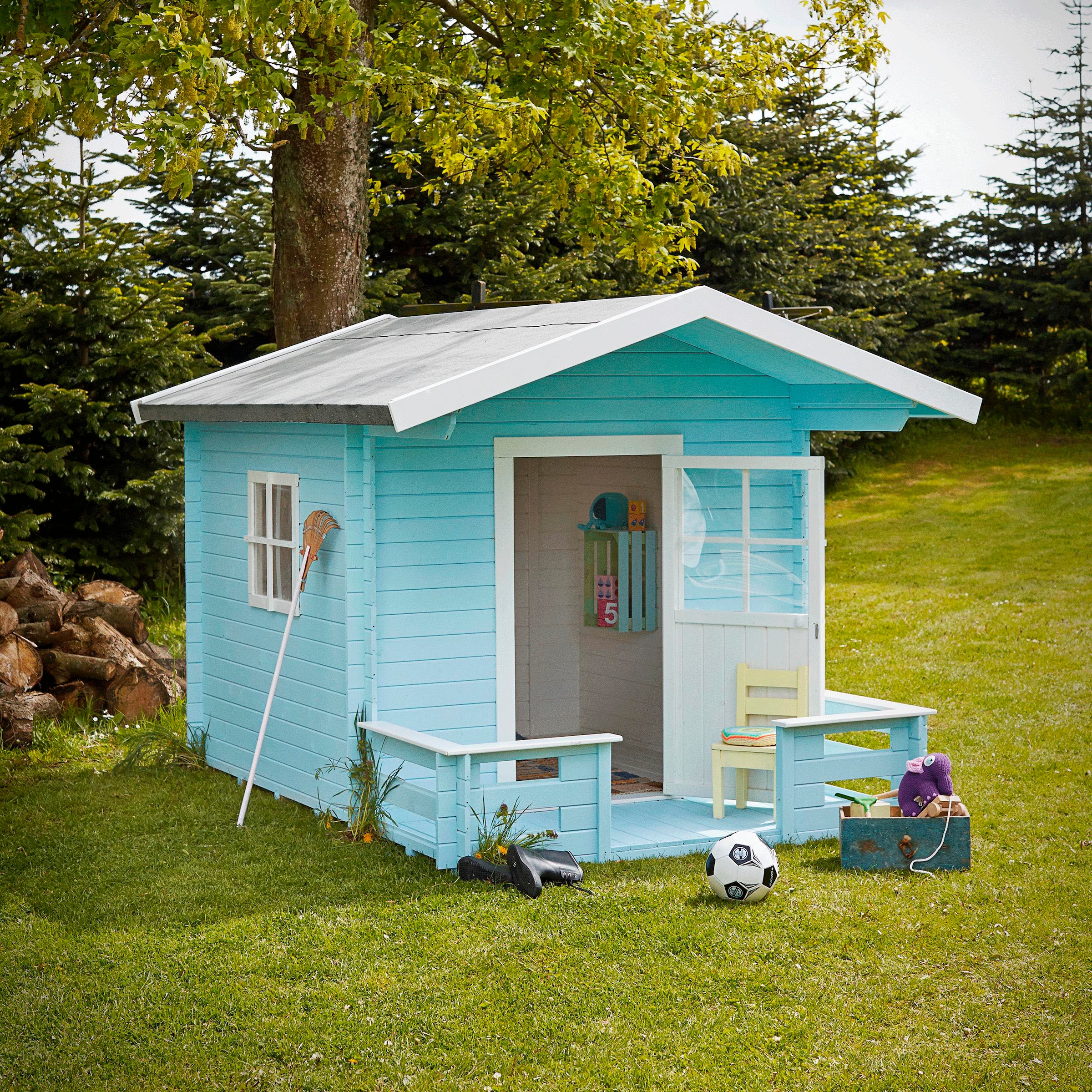 PLUS Spielhaus »182×161 cm + 72 cm Terrasse - unbehandelt - inkl. Dachpappe«, Made in Europe