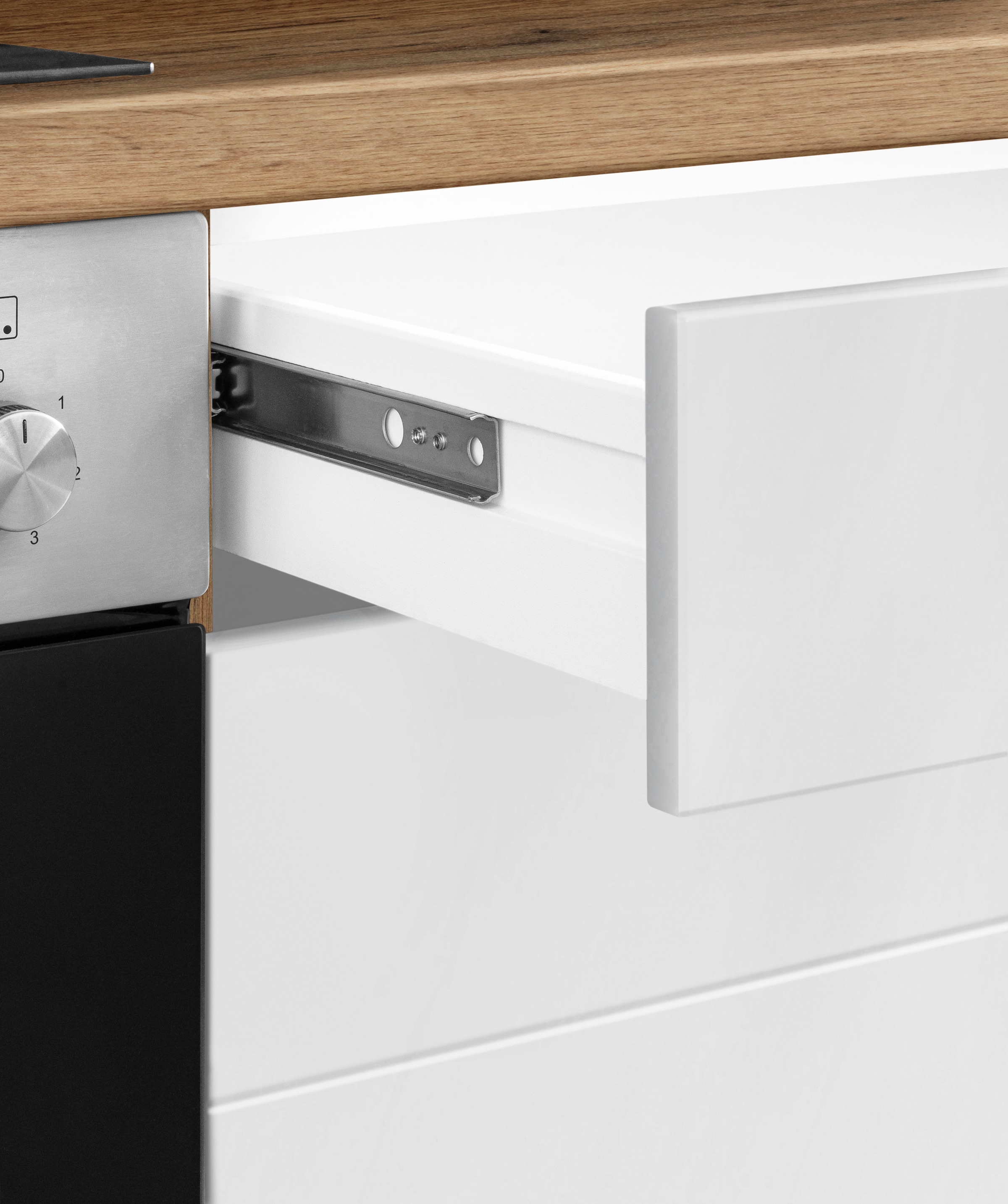 KOCHSTATION Küchenzeile »KS-Luhe« 300 cm breit, wahlweise mit oder ohne E-Geräten, gefräste MDF-Fronten