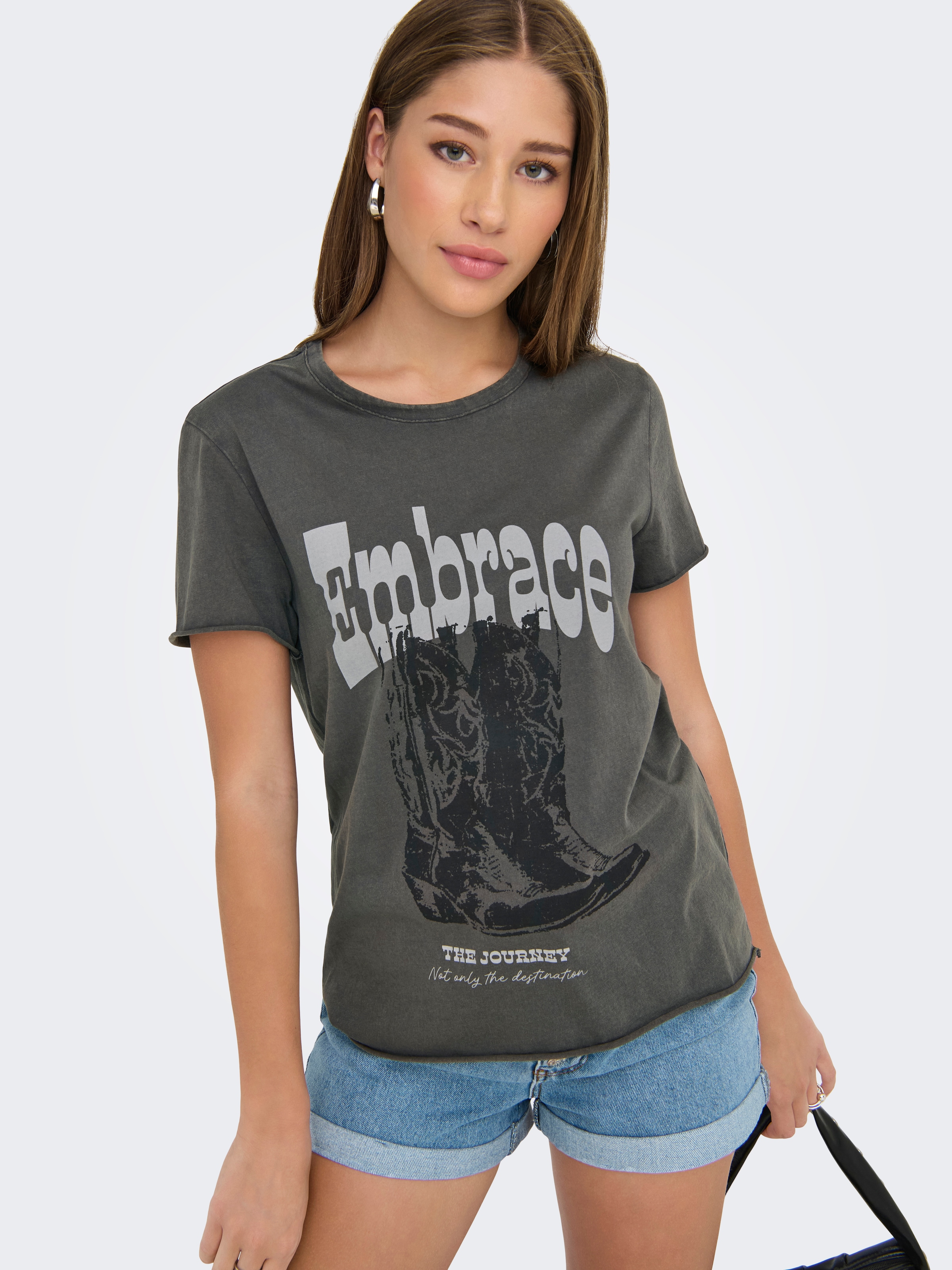 ONLY Rundhalsshirt »ONLLUCY REG S/S TOP JRS NOOS« Baumwolle, regular fit, unterschiedlich bedruckt
