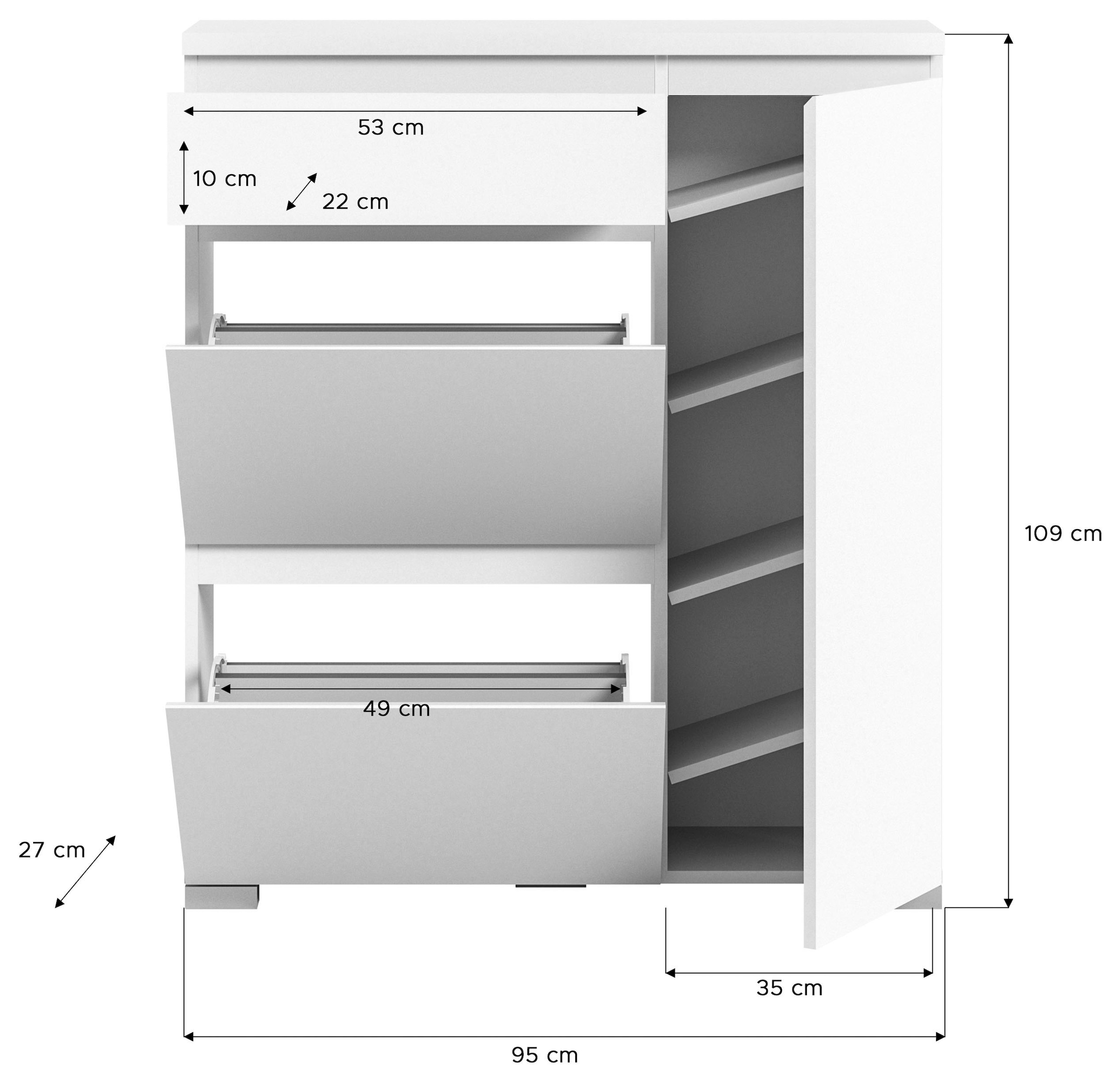 INOSIGN Schuhschrank »Skoskap, Tiefe 27cm, 2 Klappen mt Schuhwalze, 1 Schubkasten, 1 Tür«, Platz für 6 Schuhpaare, Schuhkipper, Schuhkommode, Schuhregal, Kommode