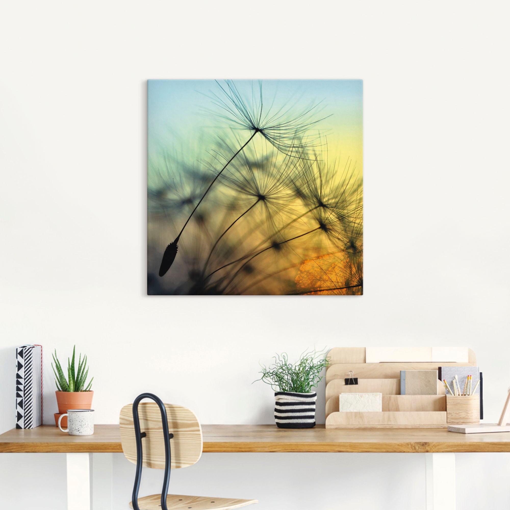 Artland Wandbild »Goldener Sonnenuntergang und Pusteblumen«, Blumen, (1 St. günstig online kaufen