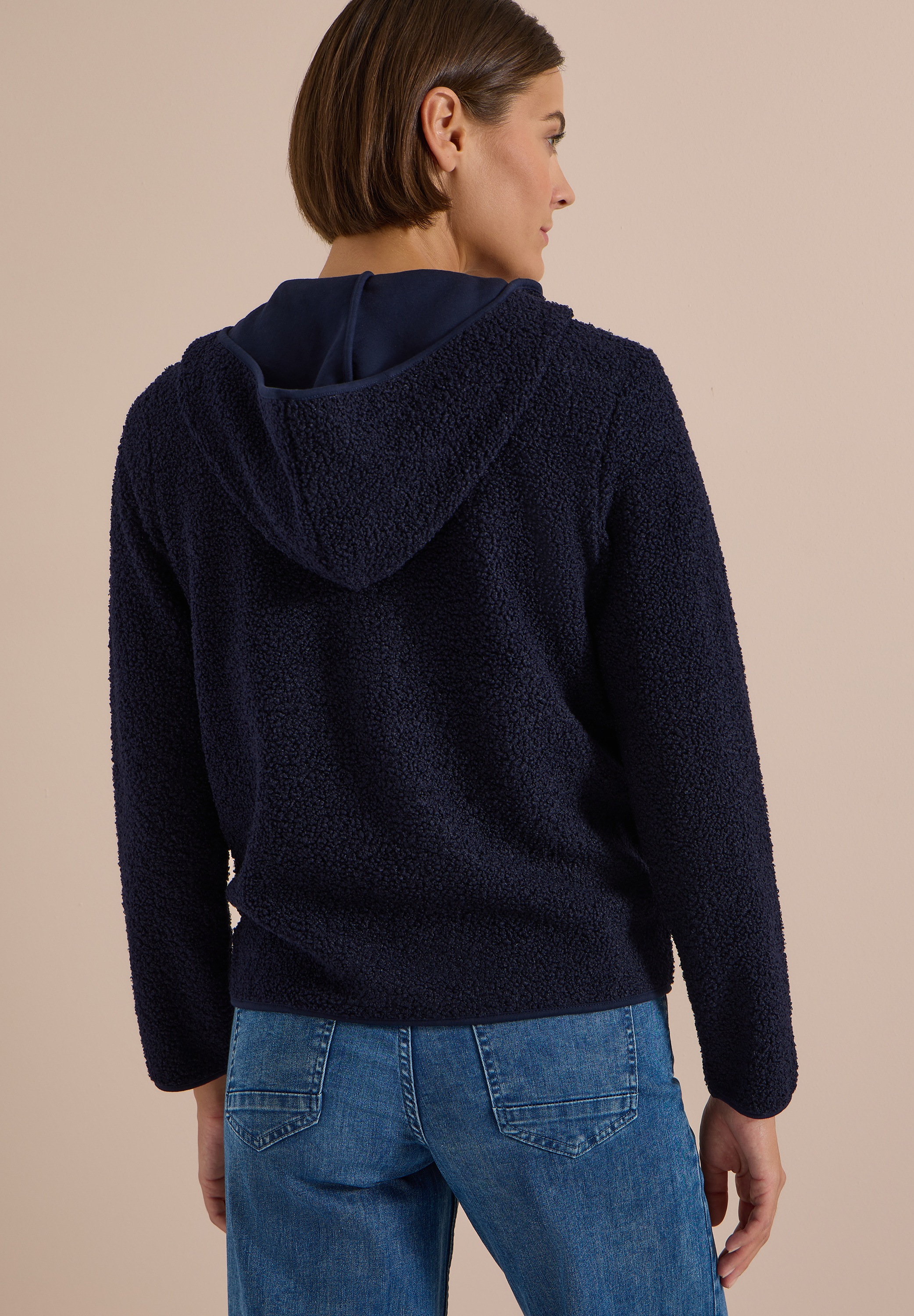 Cecil Kapuzenplüschjacke mit Kapuze unifarben, mit Kapuze