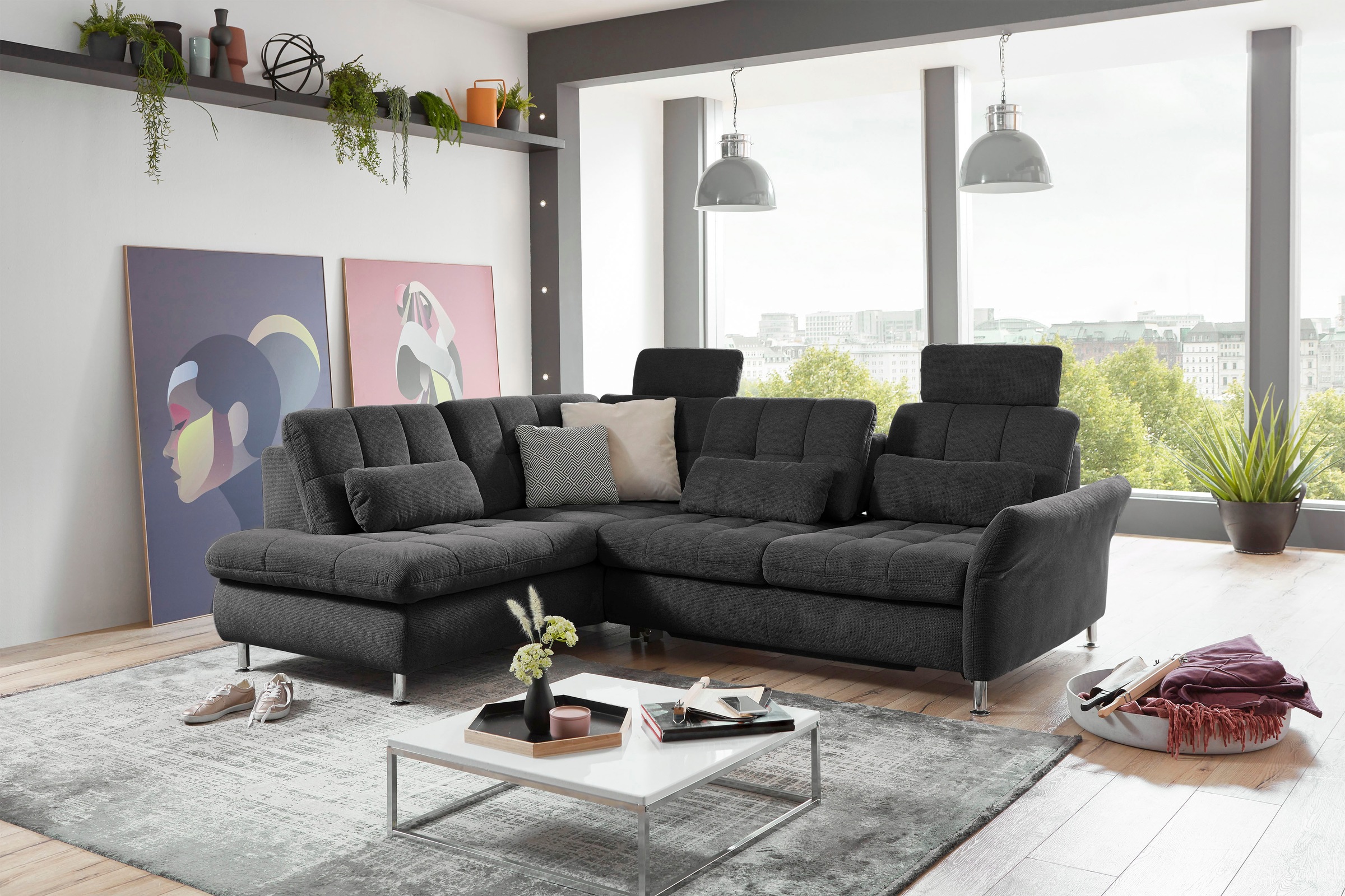 Die PlanBar Ecksofa »MP-IN20016 L-Form mit Kaltschaum-Polsterung«, wahlweise mit Kopfstützen und Bettfunktion, mit Kaltschaum-Polsterung