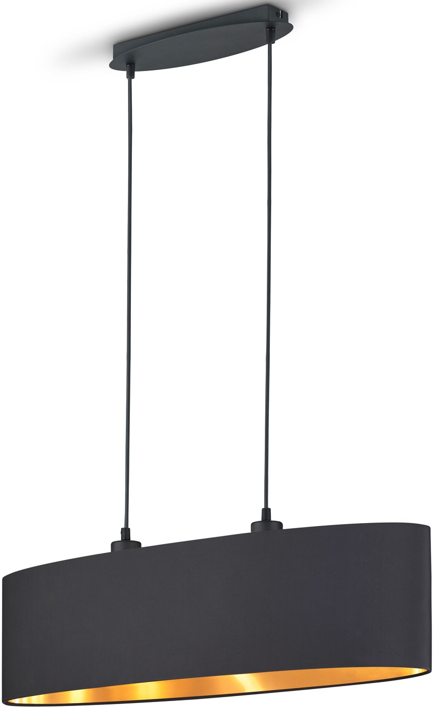 MY HOME Pendelleuchte »Josie« E27 1 Stk. Hängeleuchte 2-flammig, Schirm schwarz und innen goldfarbig schwarz matt