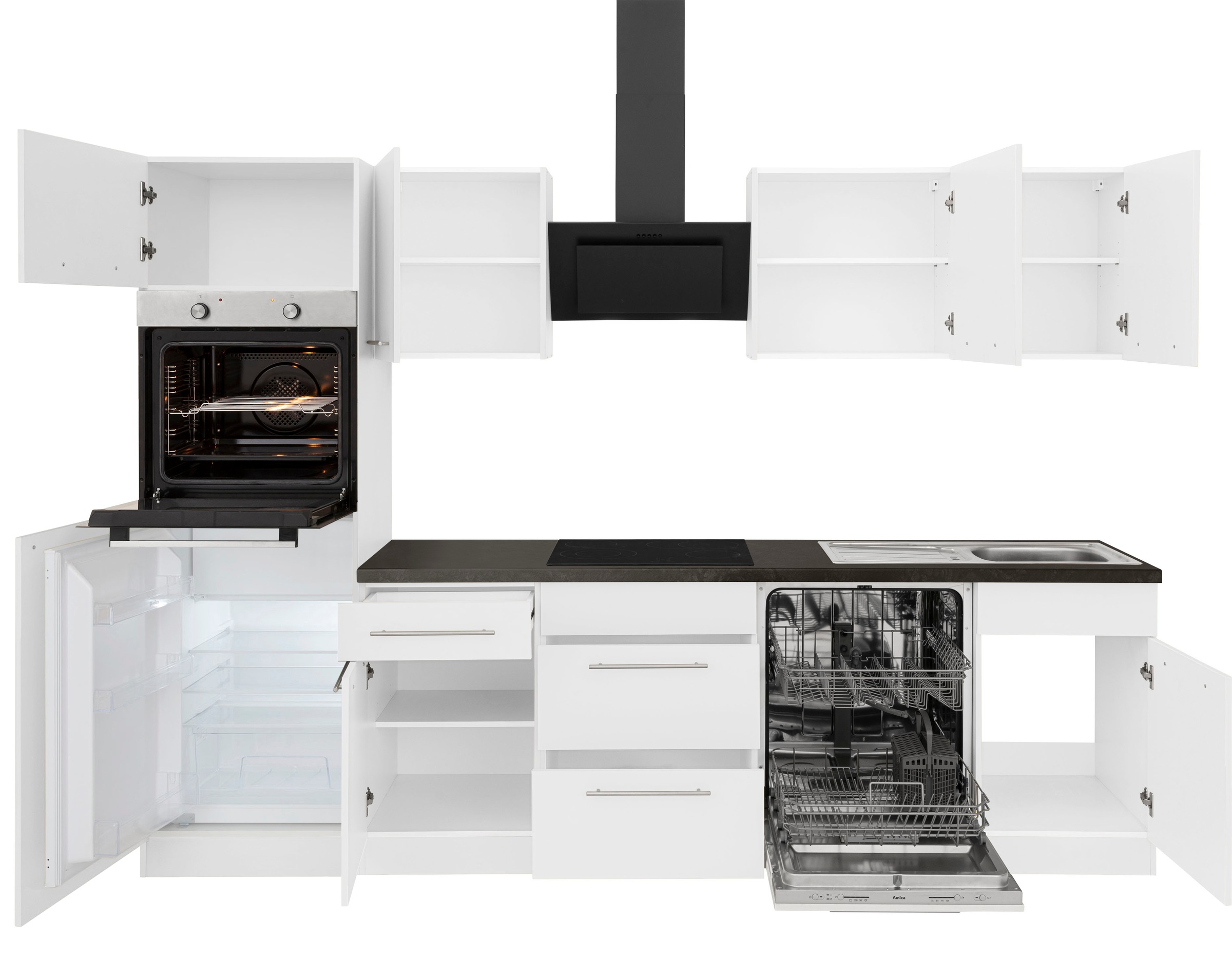 wiho Küchen Küchenzeile »Unna«, mit E-Geräten, Breite 280 cm