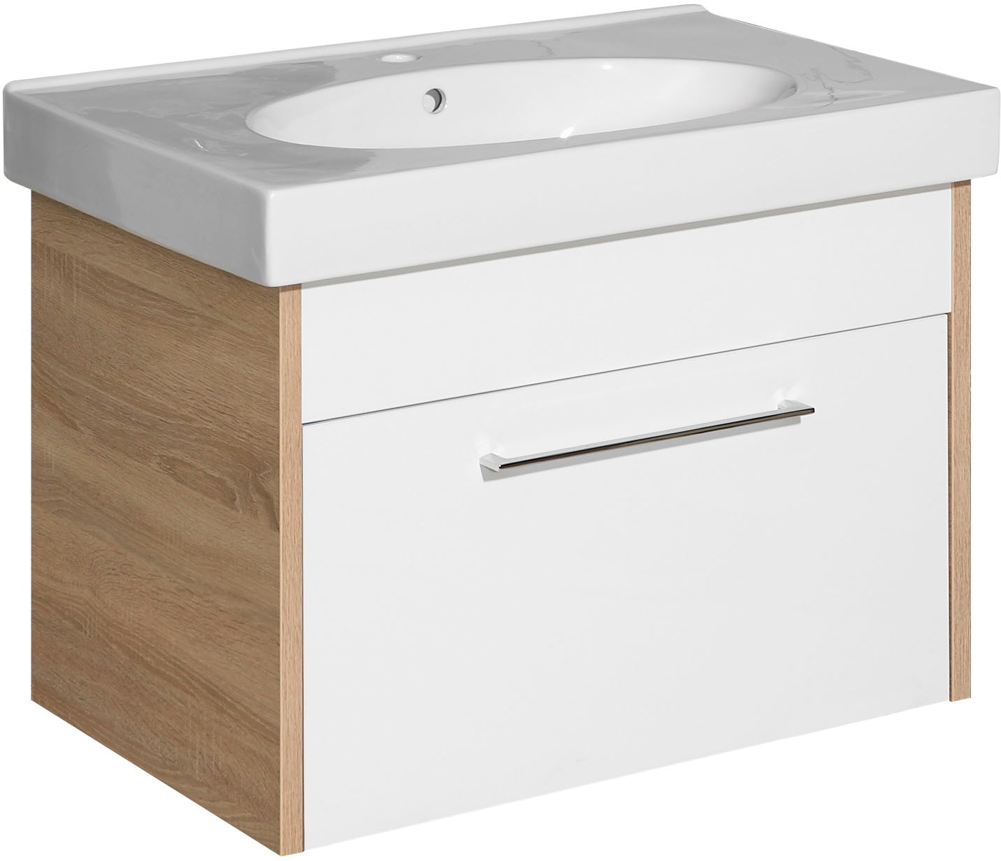 Saphir Badmöbel-Set »Quickset 382 5-teilig, Keramik-Waschtisch mit LED-Spiegelschrank«, (6 St.), Midischrank, Unterschrank, Hängeschrank, inkl. Türdämpfer, 8 Türen